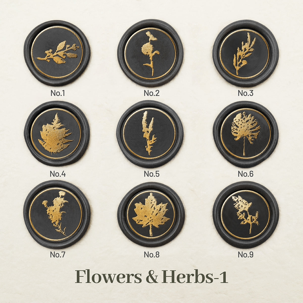 Stamprints Flores Ervas Sinete de Lacre Carimbo design 1