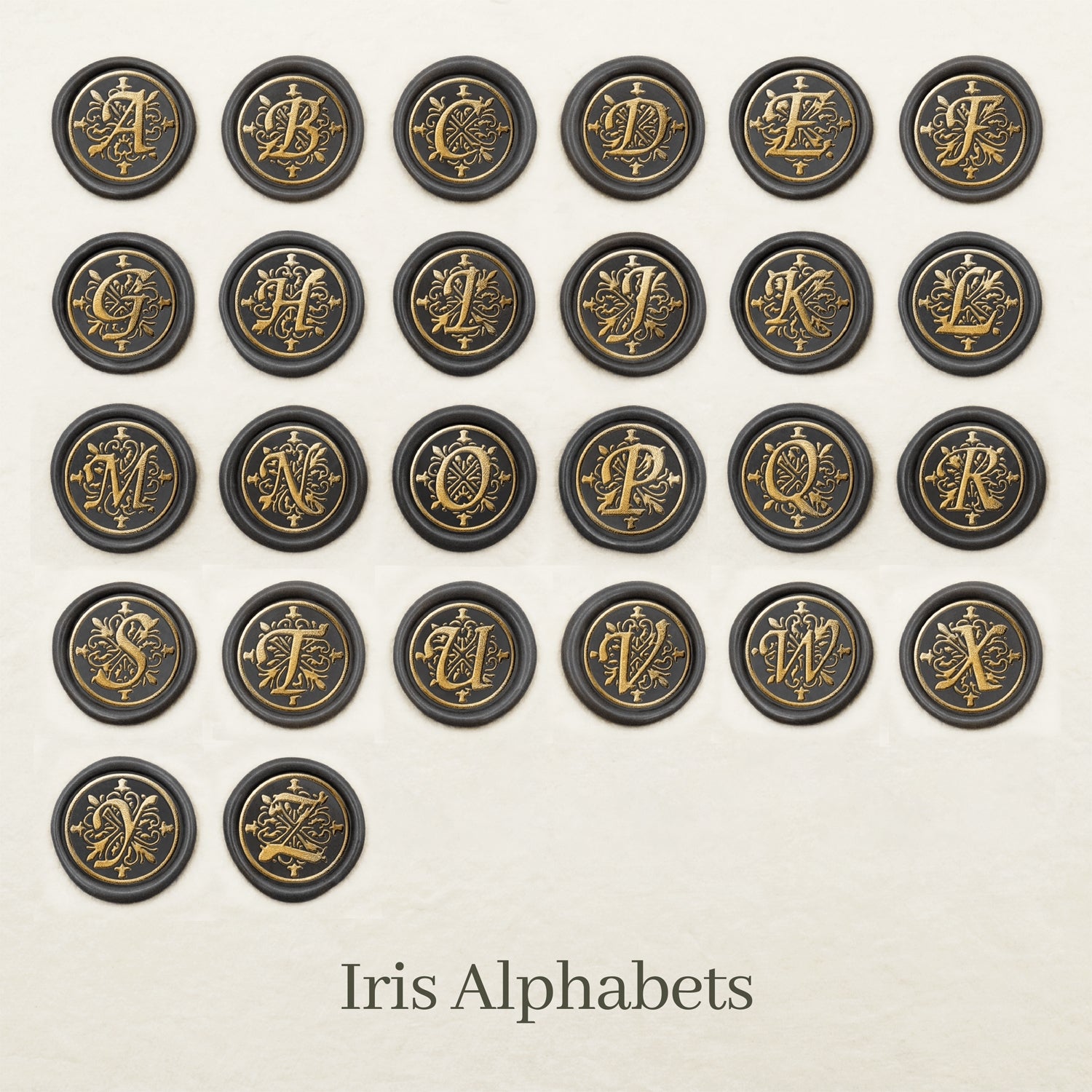 Carimbo de Sinete de Lacre com Alfabetos Iris Stamprints