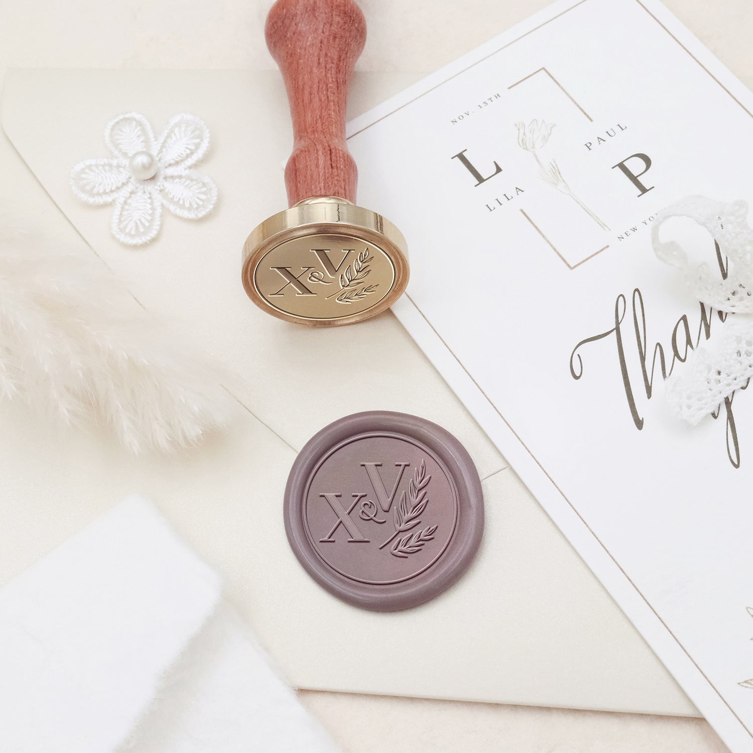 Stamprints Carimbos de Sinete de Lacre Personalizados de Monograma de Casamento 3