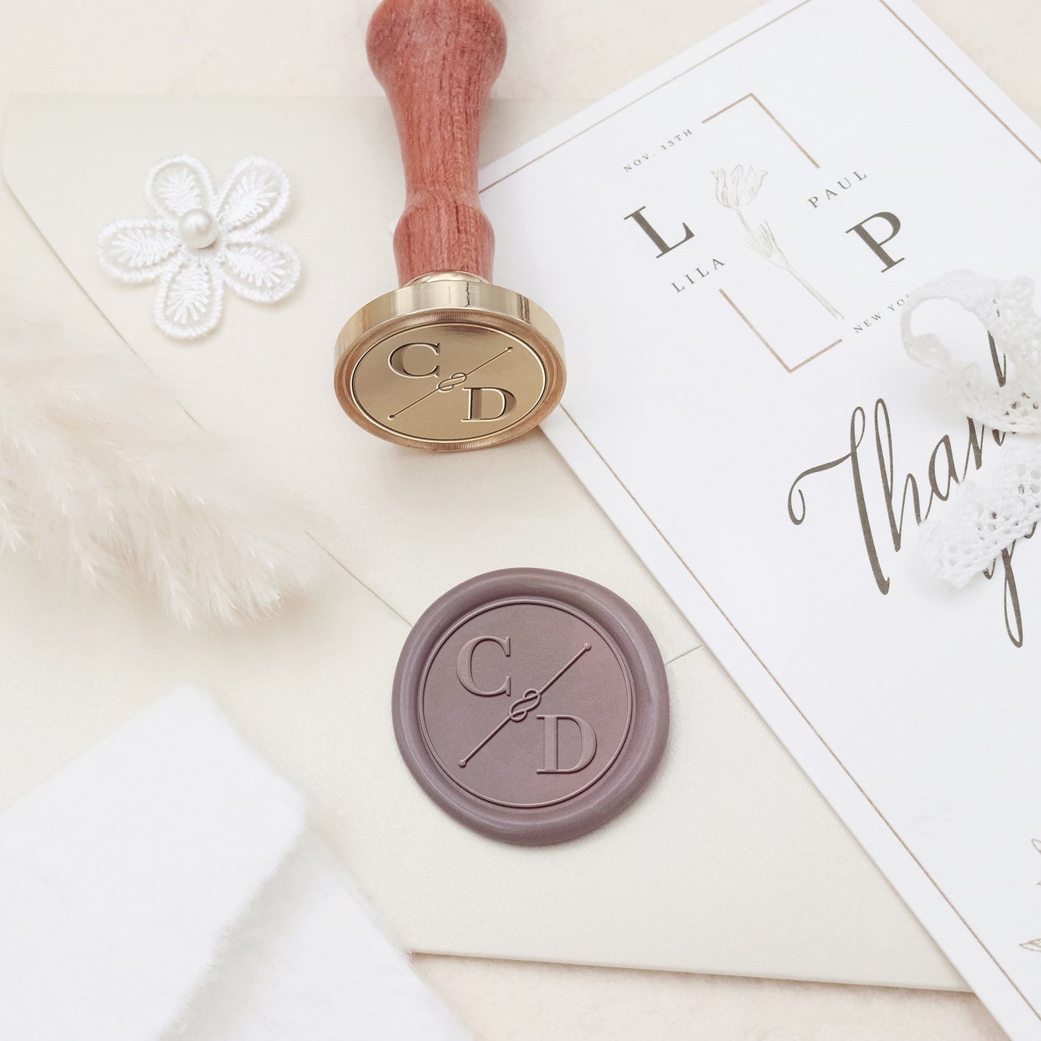 Stamprints Carimbos de Sinete de Lacre Personalizados de Monograma de Casamento 3