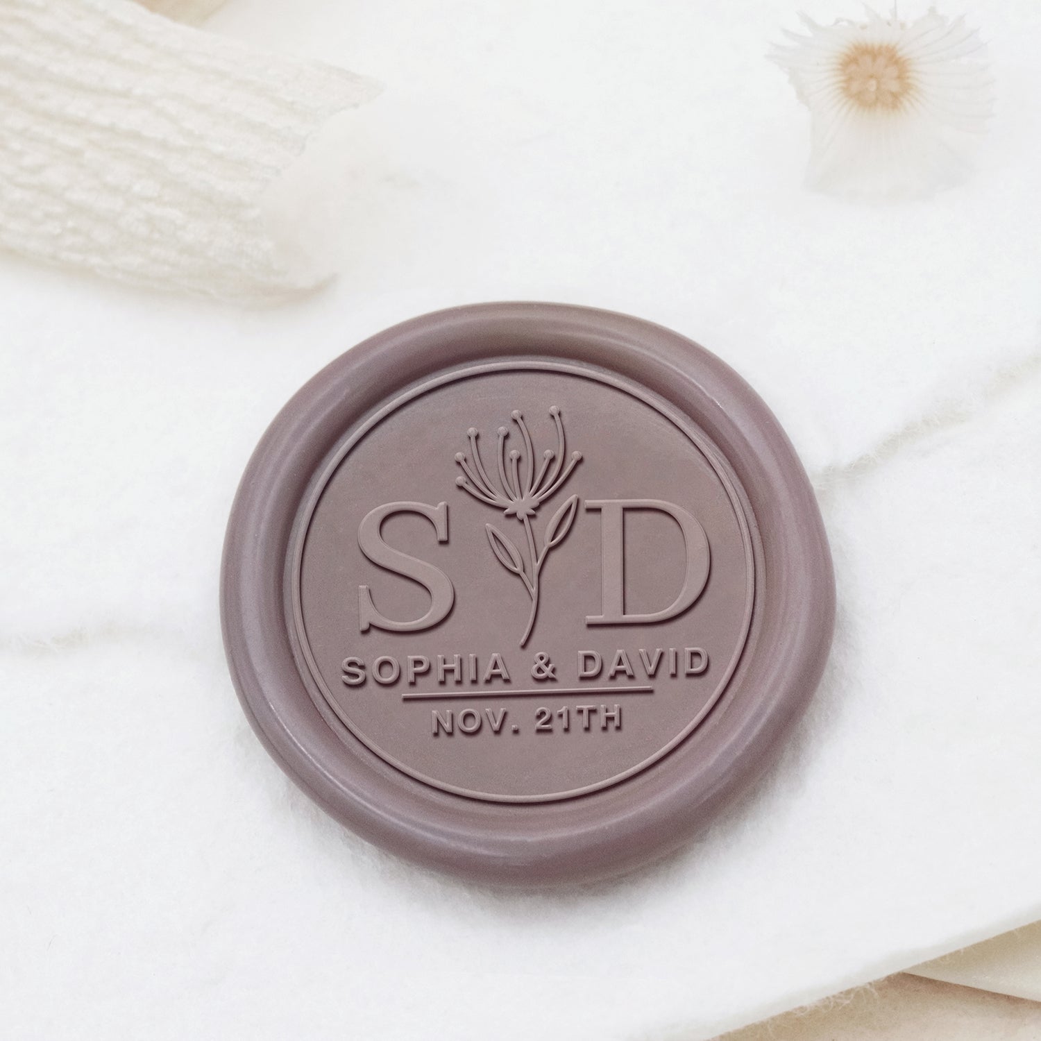 Carimbo de Lacre Personalizado para Casamento Stamprints Nome & Data 1