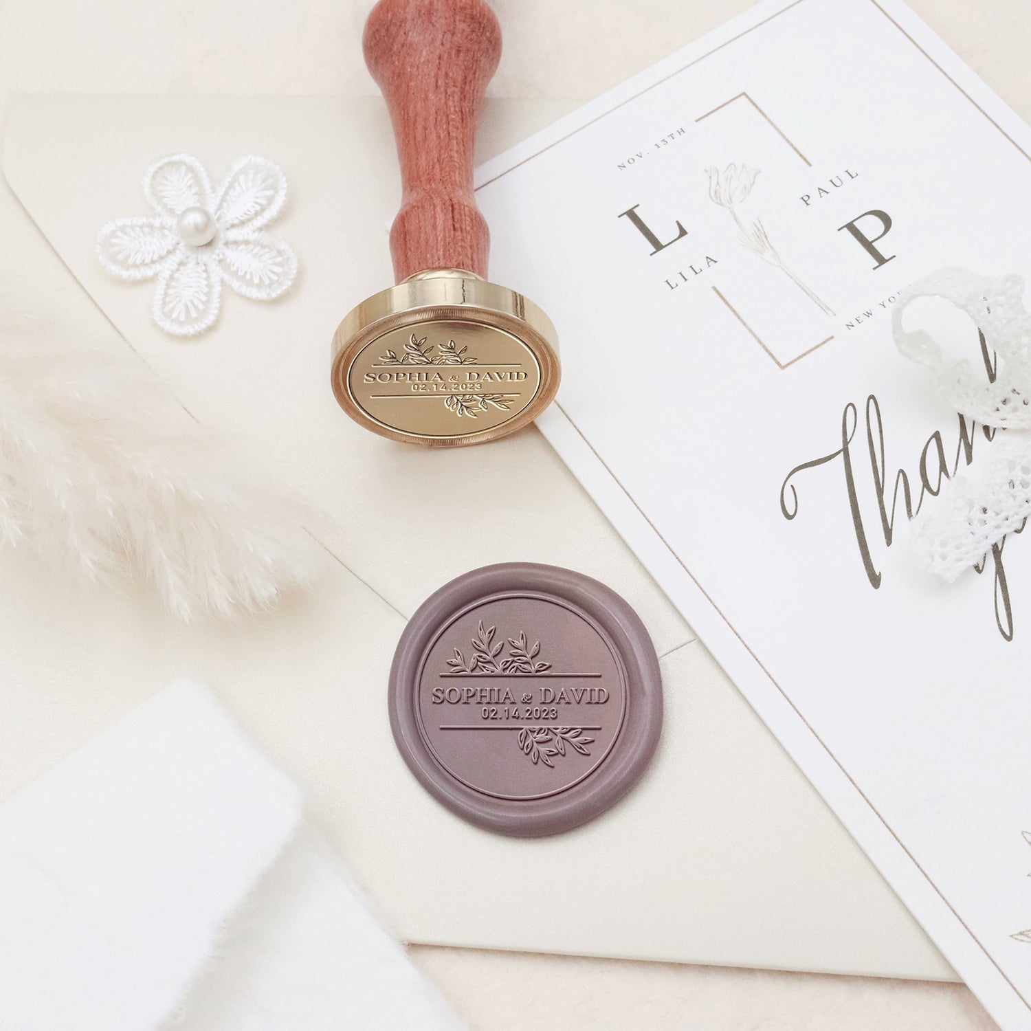 Carimbo de Lacre Personalizado Stamprints para Casamento Nome & Data 3