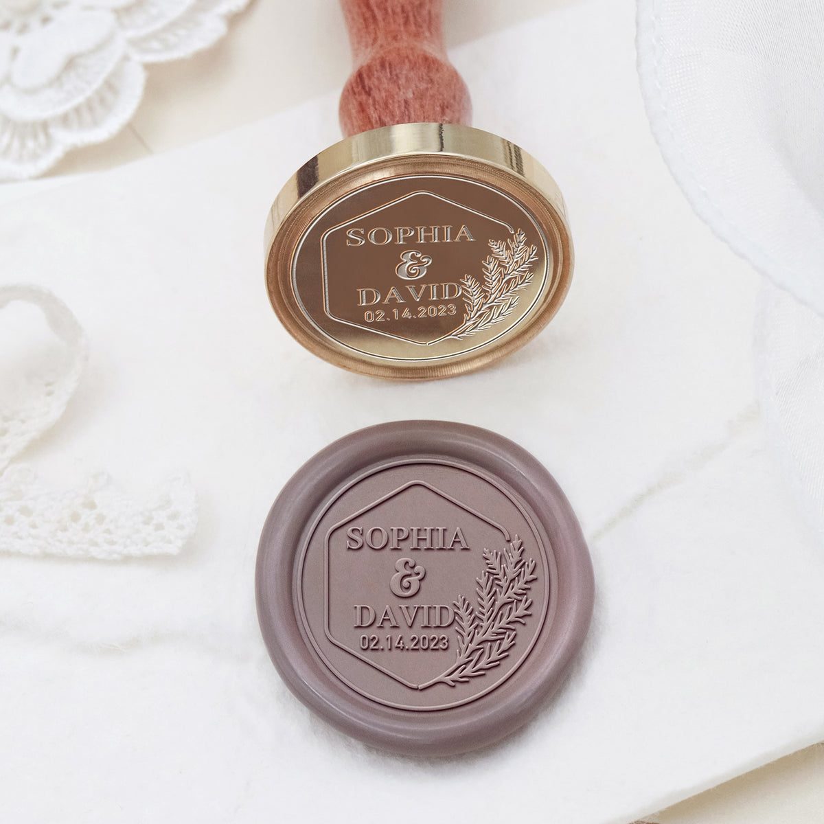 Carimbo de Lacre Personalizado para Casamento Stamprints Nome & Data 2
