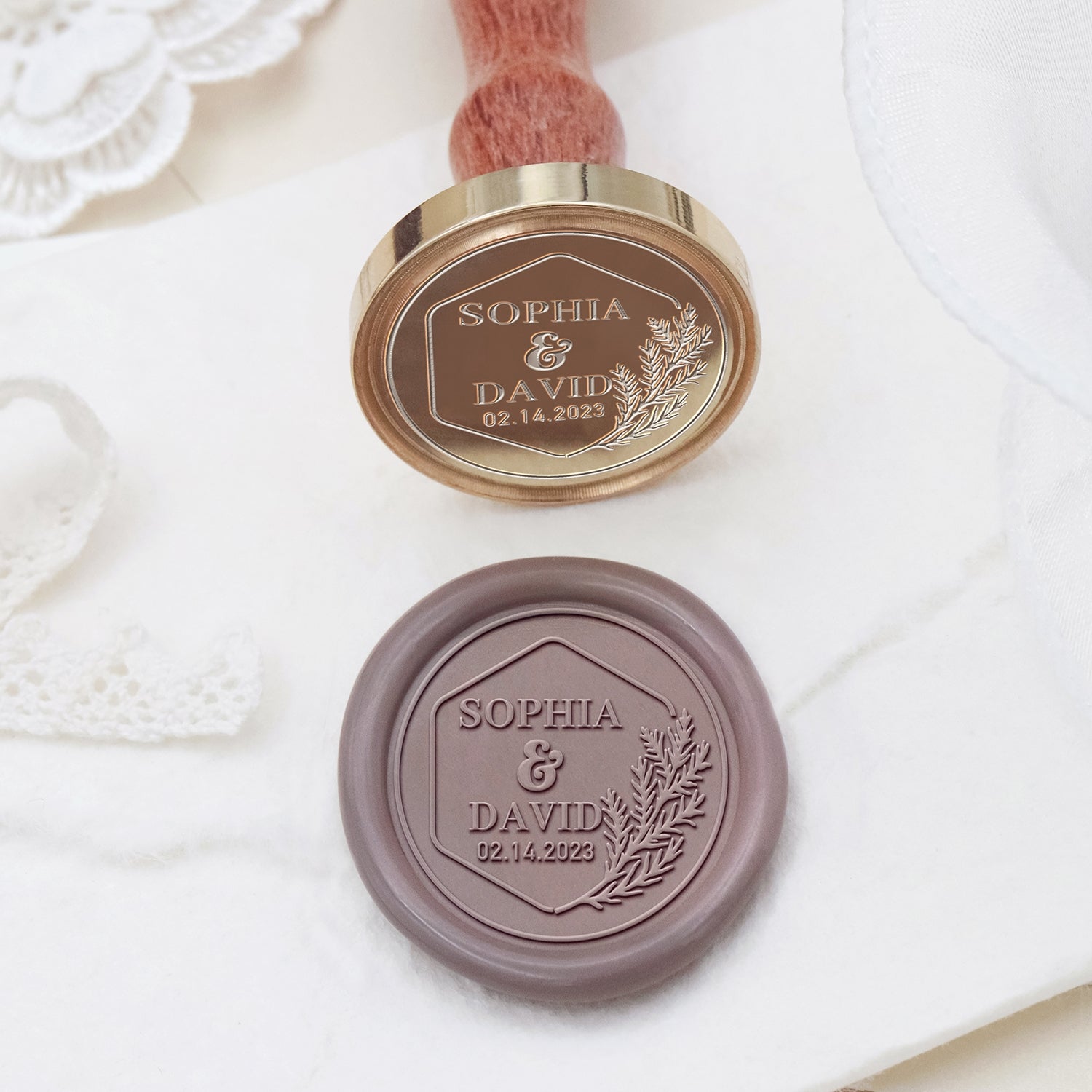 Carimbo de Lacre Personalizado para Casamento Stamprints Nome & Data 2