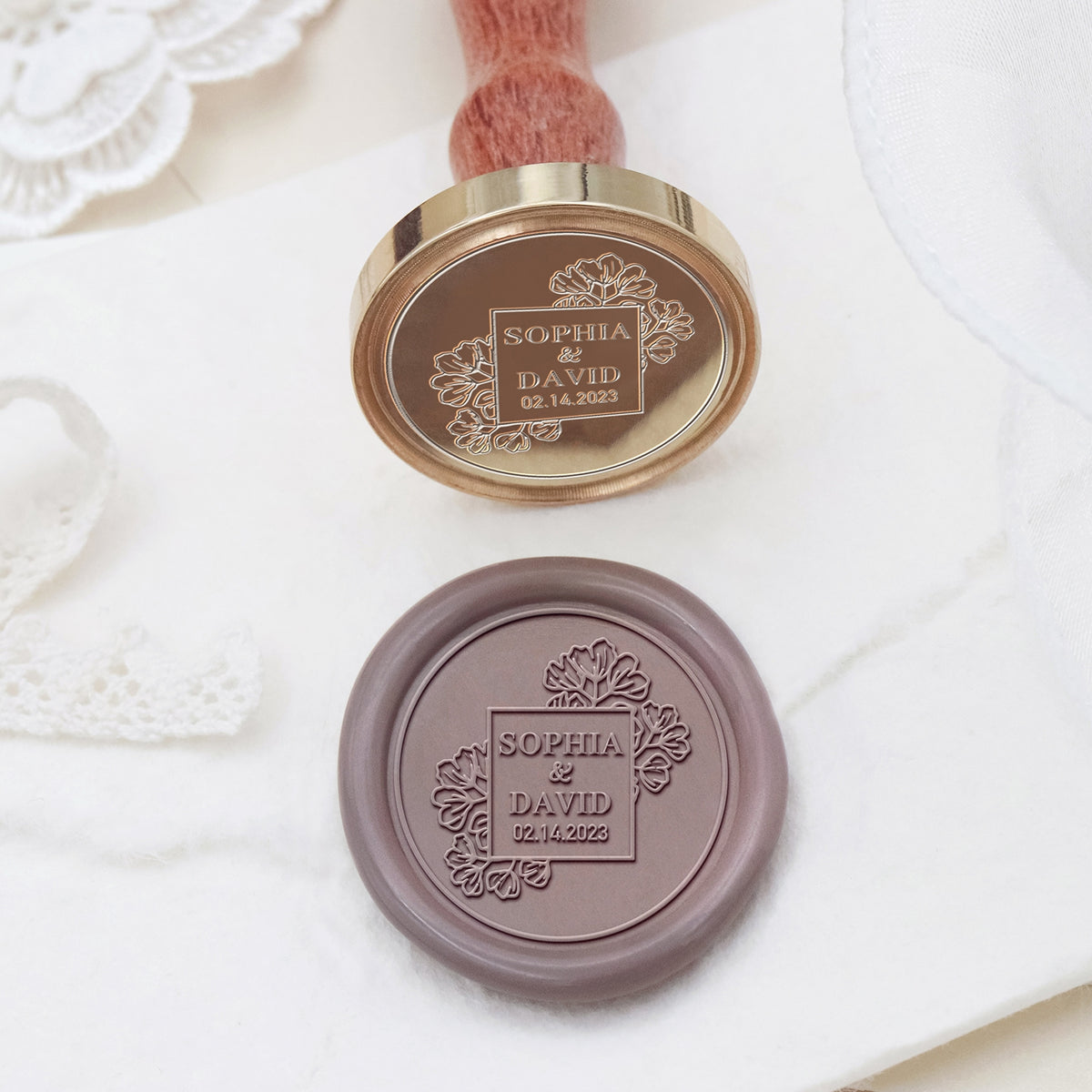 Carimbo de Lacre Personalizado para Casamento Stamprints Nome & Data 2