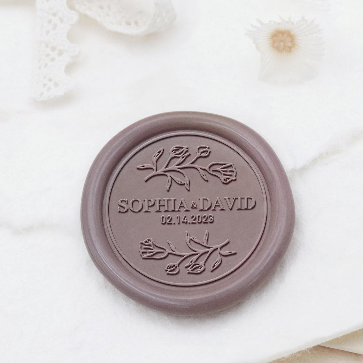 Carimbo de Lacre Personalizado para Casamento Stamprints Nome & Data 1