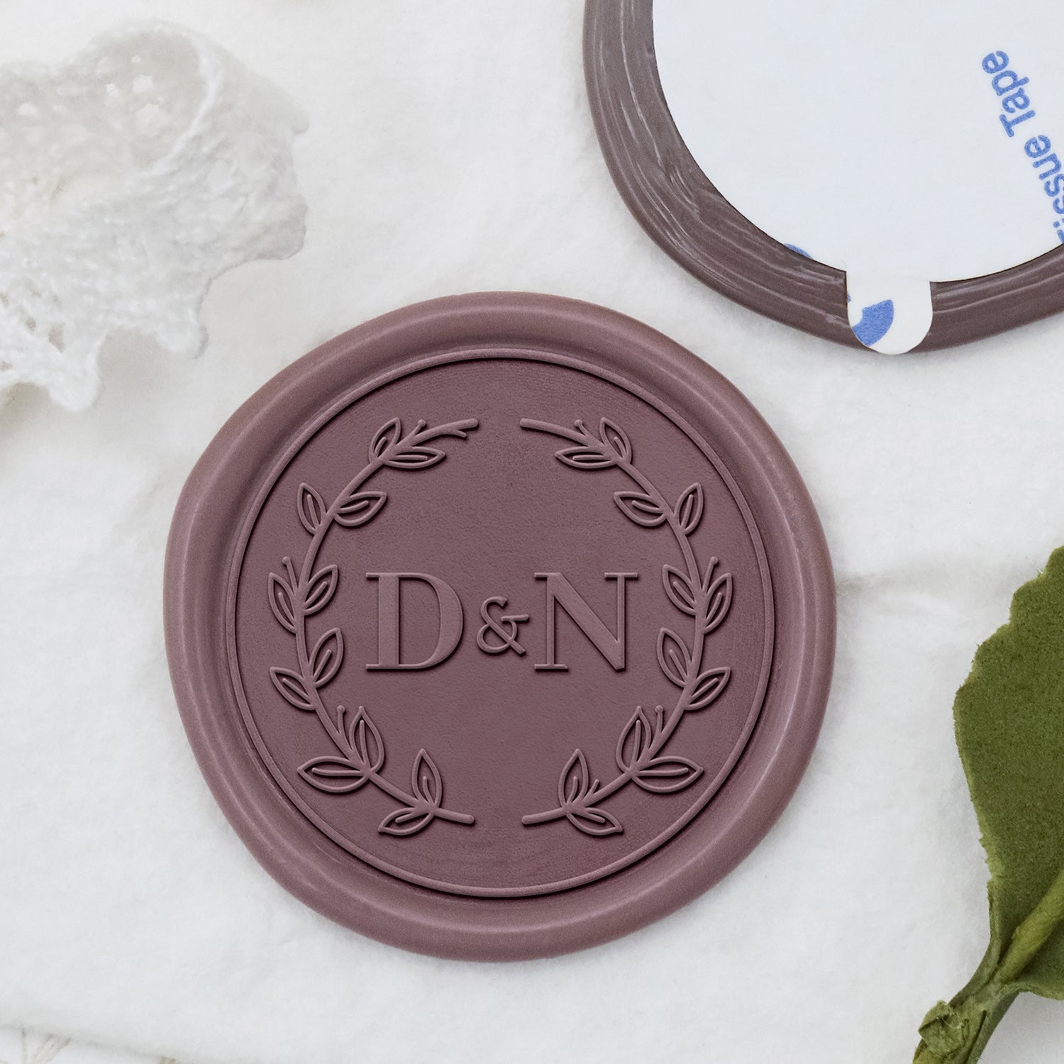 Adesivos de Sinete de Lacre com Monograma de Casamento Ramos Personalizado Stamprints 1