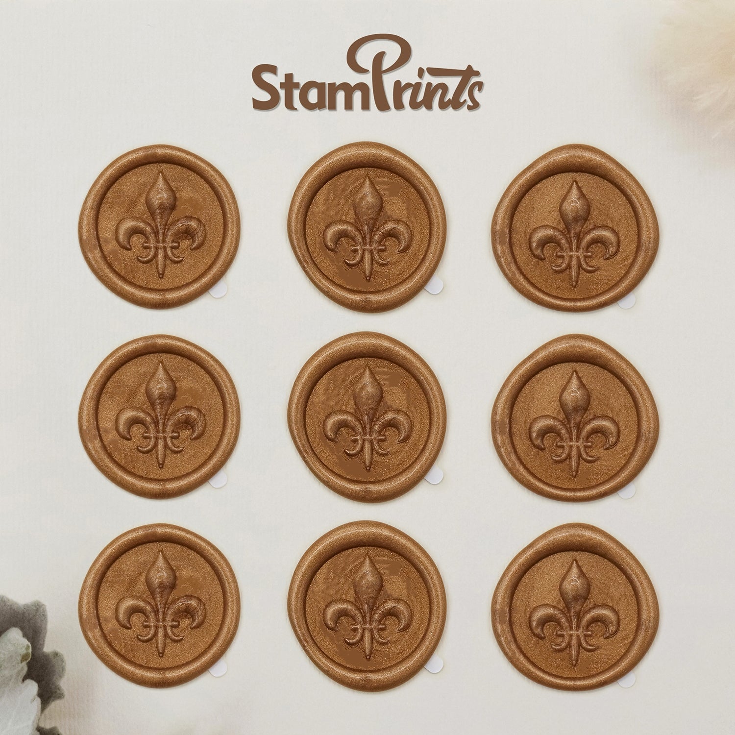 Stamprints Adesivos de Sinete de Lacre Autocolantes com Flor de Lis em Relevo 3D 2