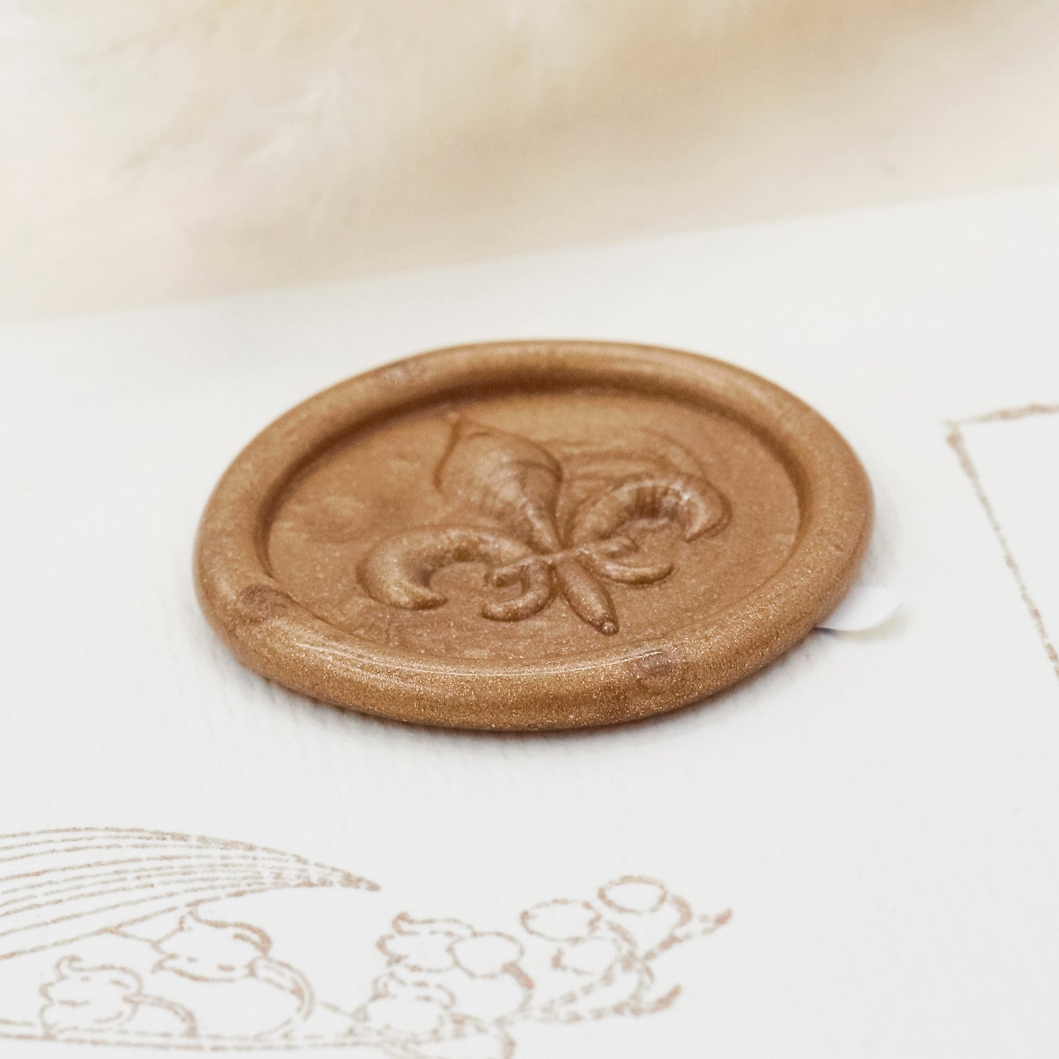 Stamprints 3D Relevo Flor de Lis Sinetes de Lacre Autocolantes Adesivos 3