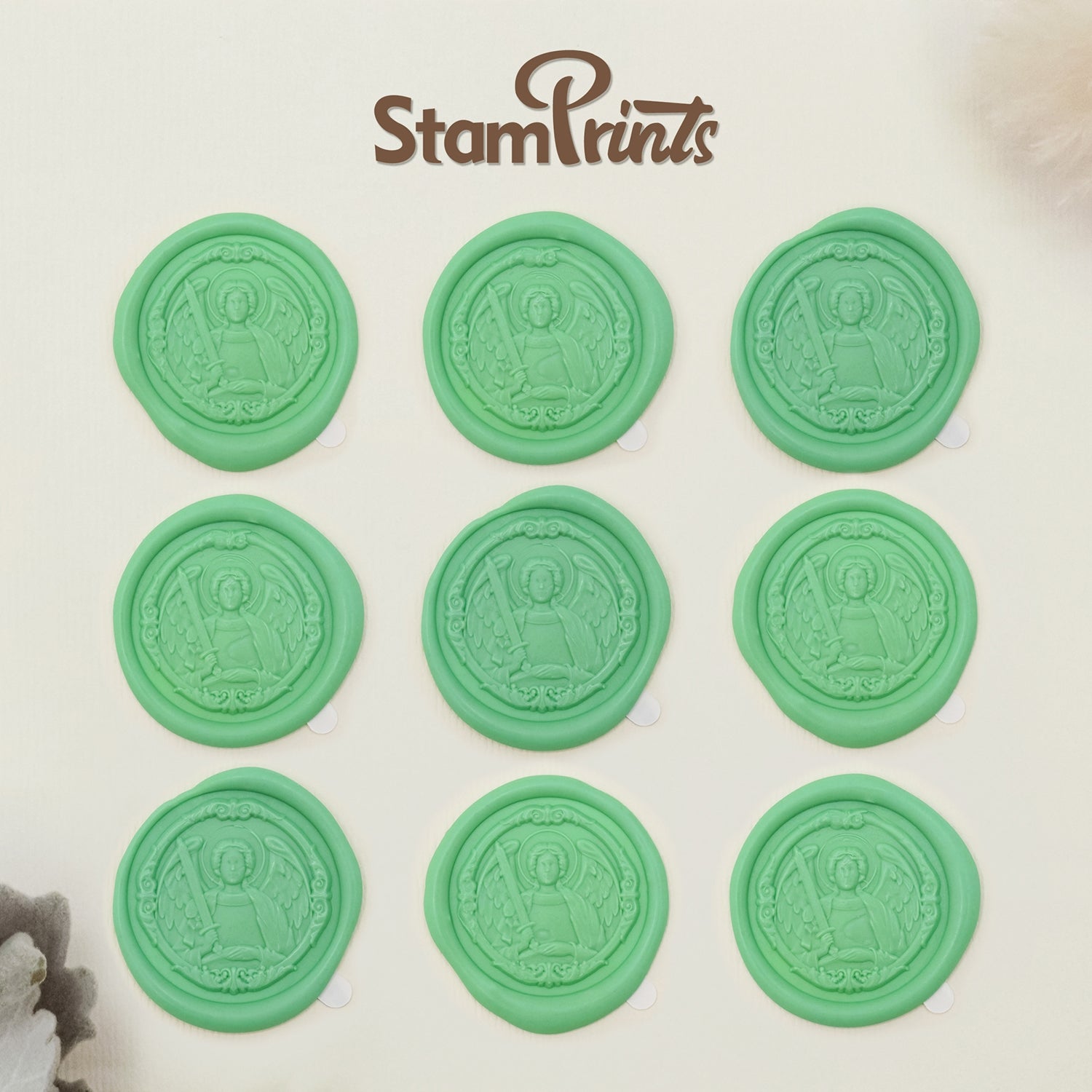 Adesivos Stamprints de Sinete de Lacre Autocolante Arcanjo Miguel Relevo 3D 2