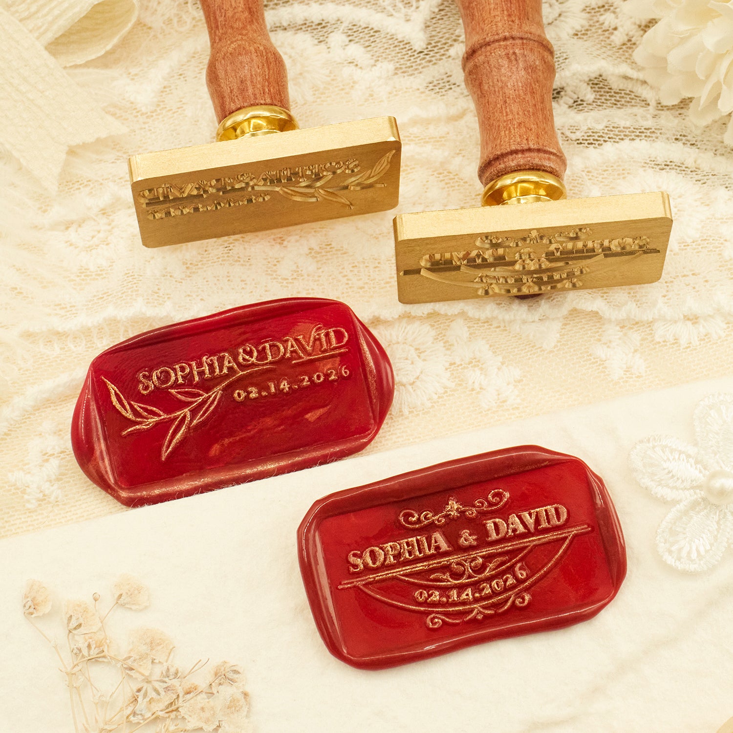 Carimbo de Sinete de Lacre de Casamento Rectangular Personalizado IMG_2643