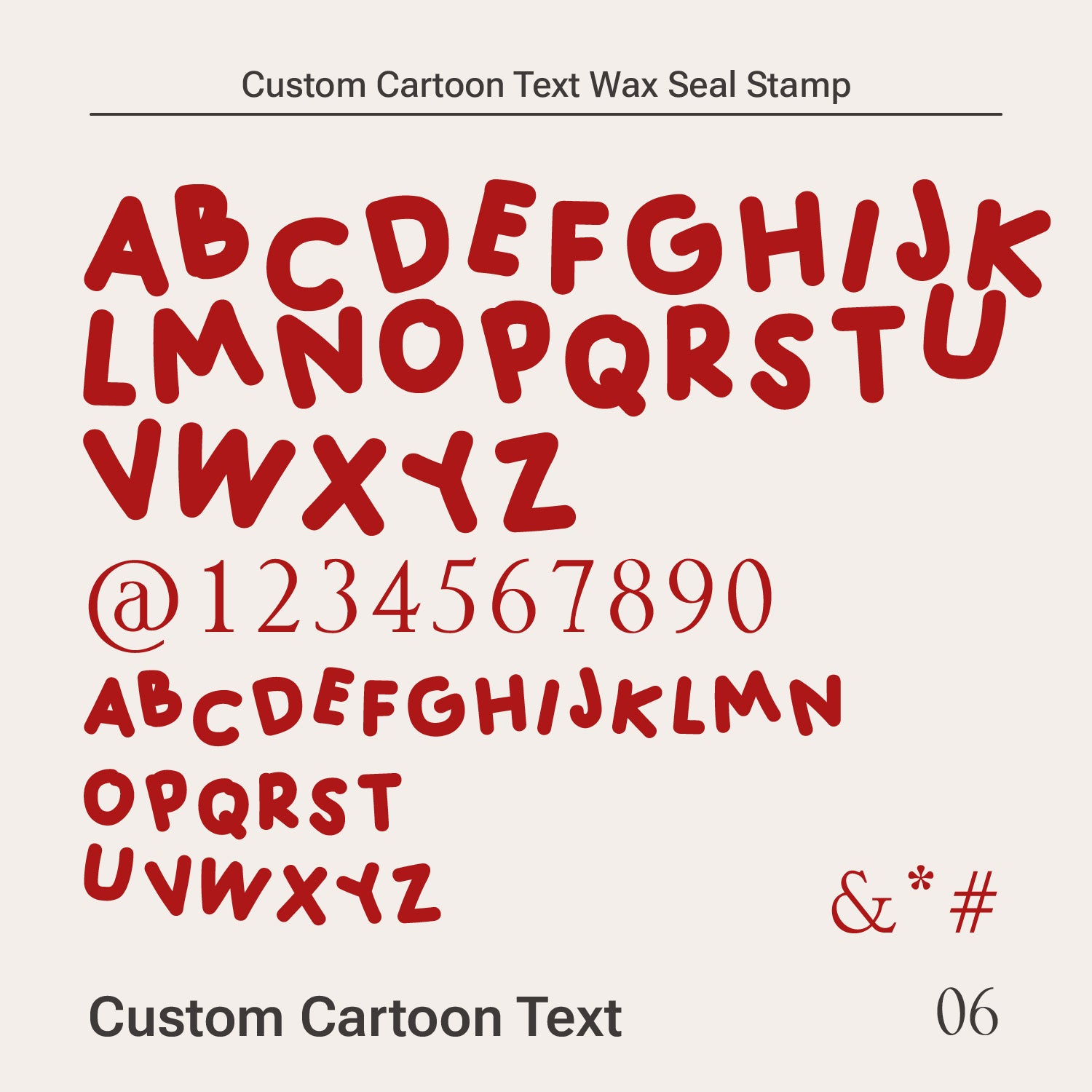 Carimbo de Sinete de Lacre de Texto de Cartoon Personalizado (10 Fontes)-10
