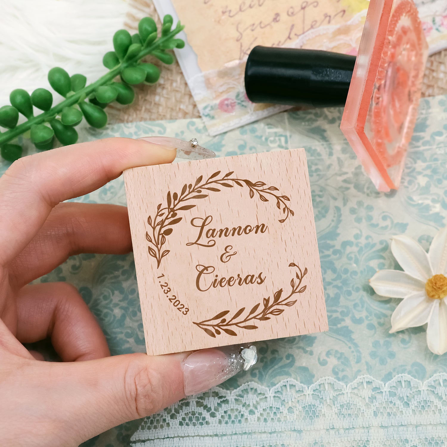 Carimbo de Borracha Personalizado para Casamento com Nome (18 designs) Custom-Name-Wedding4