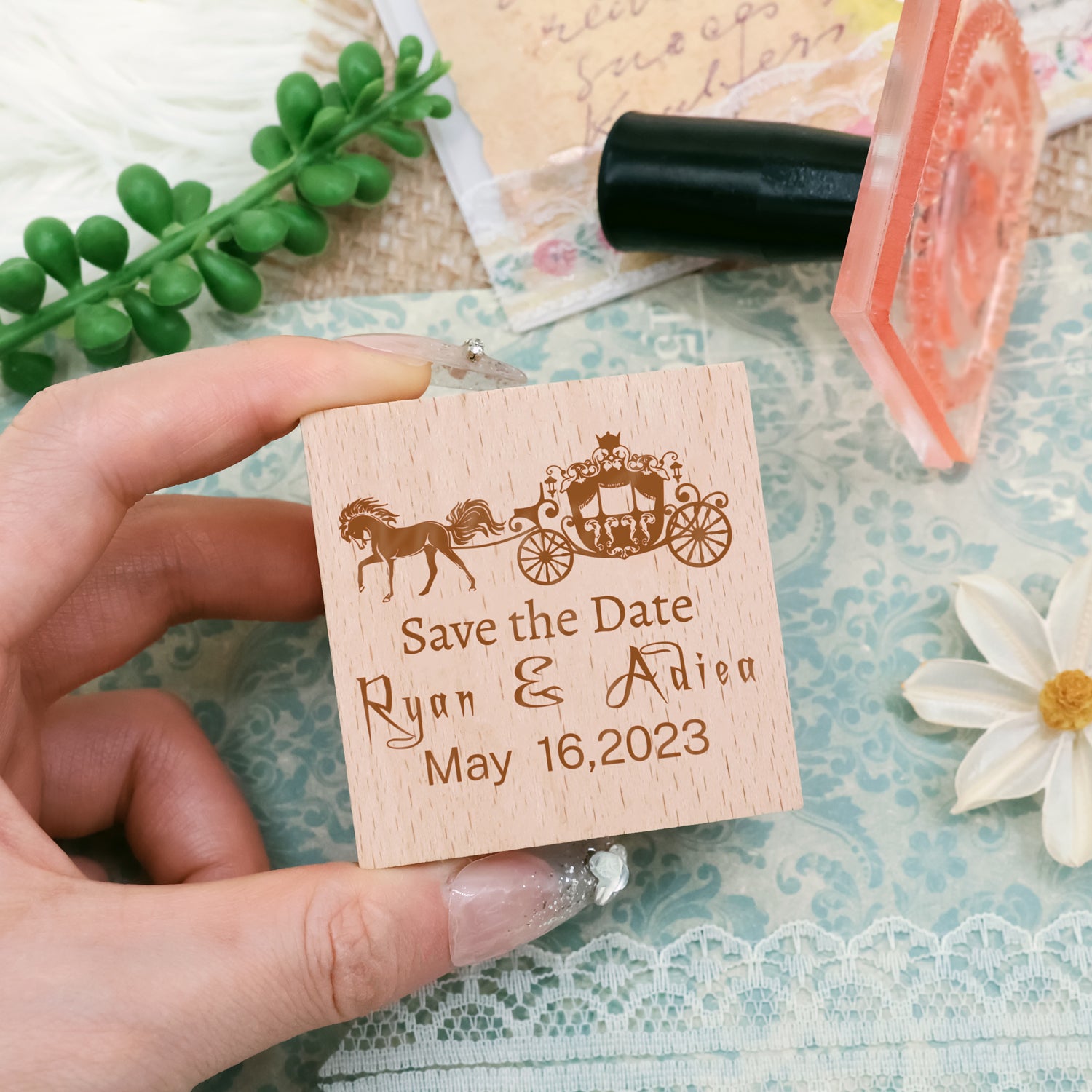 Carimbo de Borracha Personalizado para Reservar a Data do Casamento (25 Designs)1