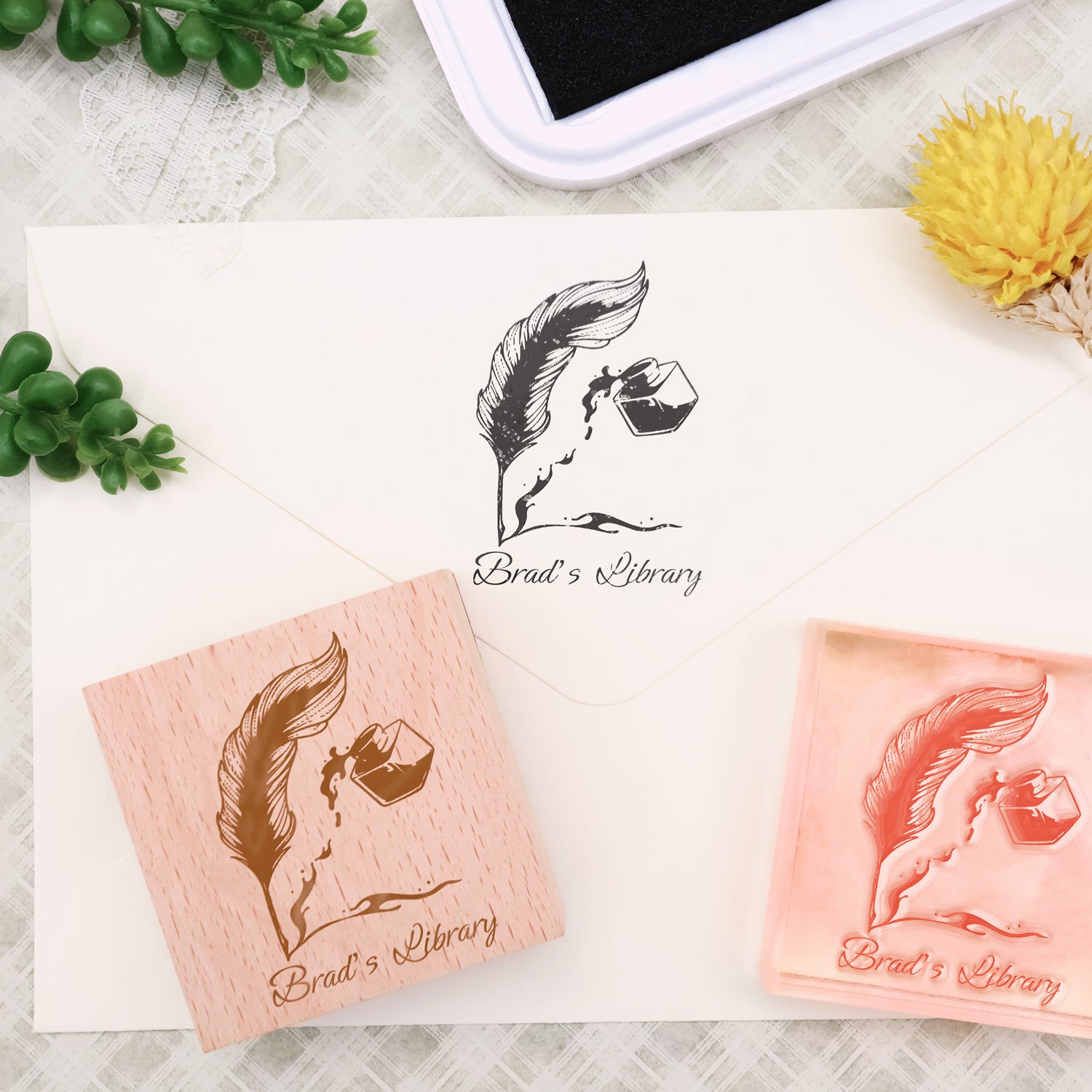Carimbo de borracha personalizado da biblioteca (18 designs)-1