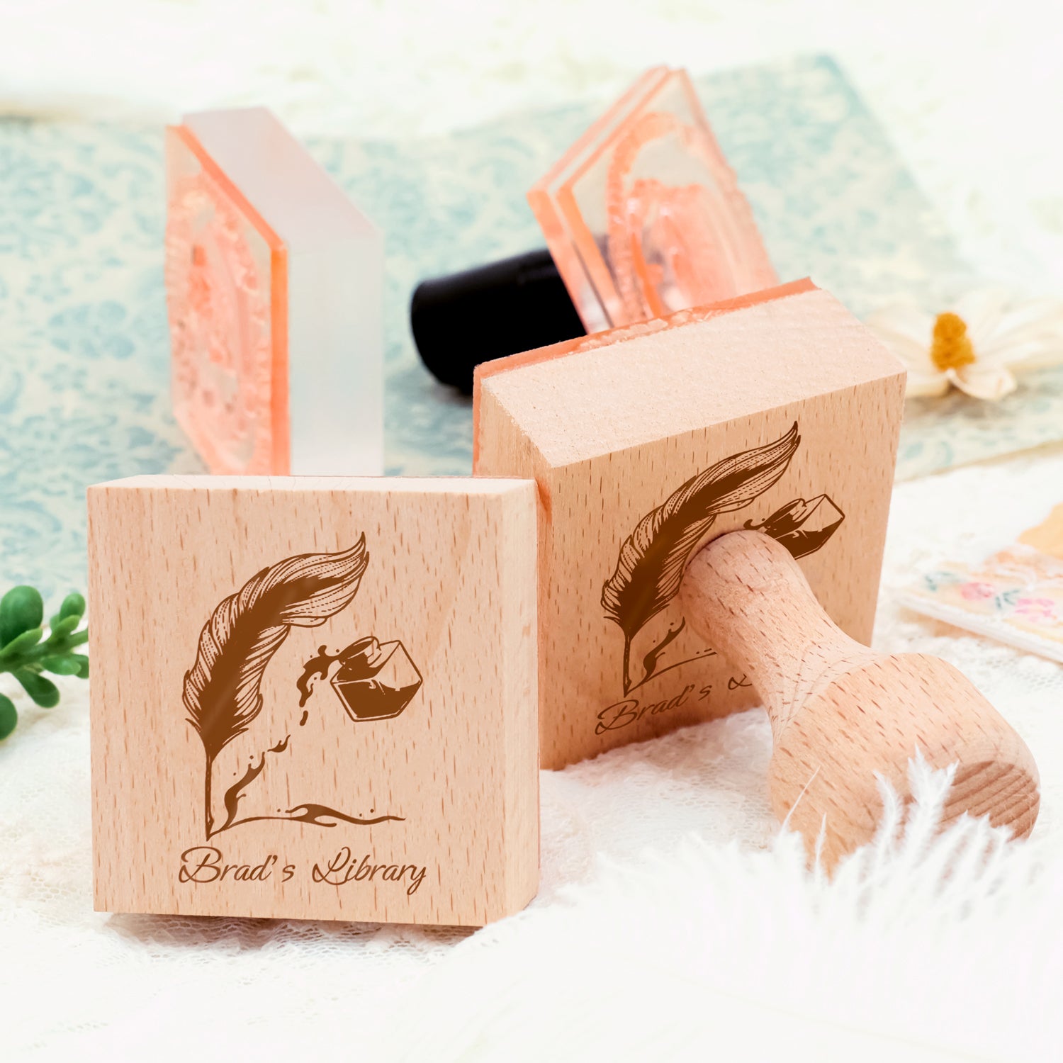 Carimbo de borracha de Biblioteca Personalizado (18 Designs)-2