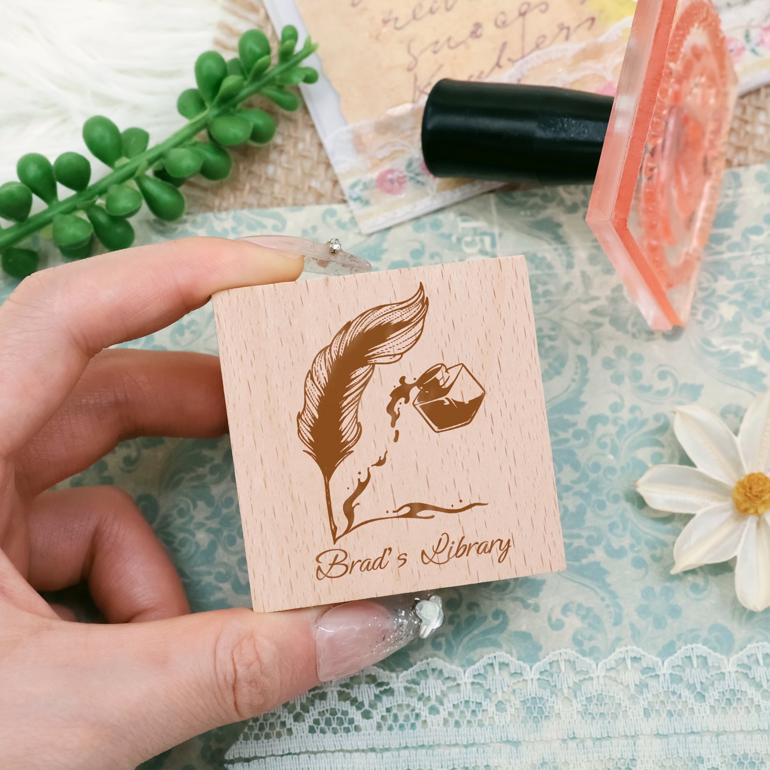 Carimbo de Borracha Personalizado da Biblioteca (18 Designs)-4