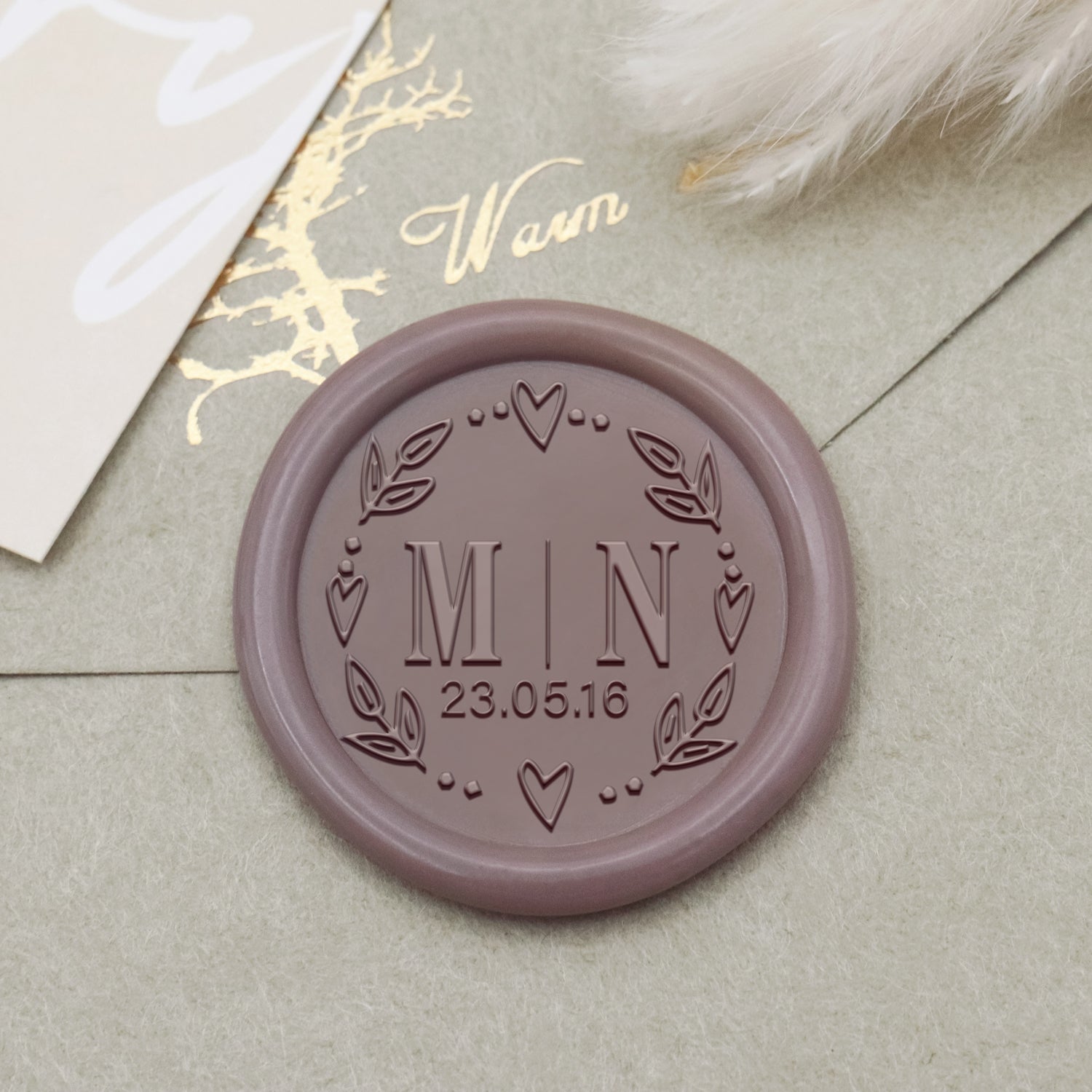 Carimbo de Sinete de Lacre Personalizado com Monograma de Lírio para Casamento-16 1