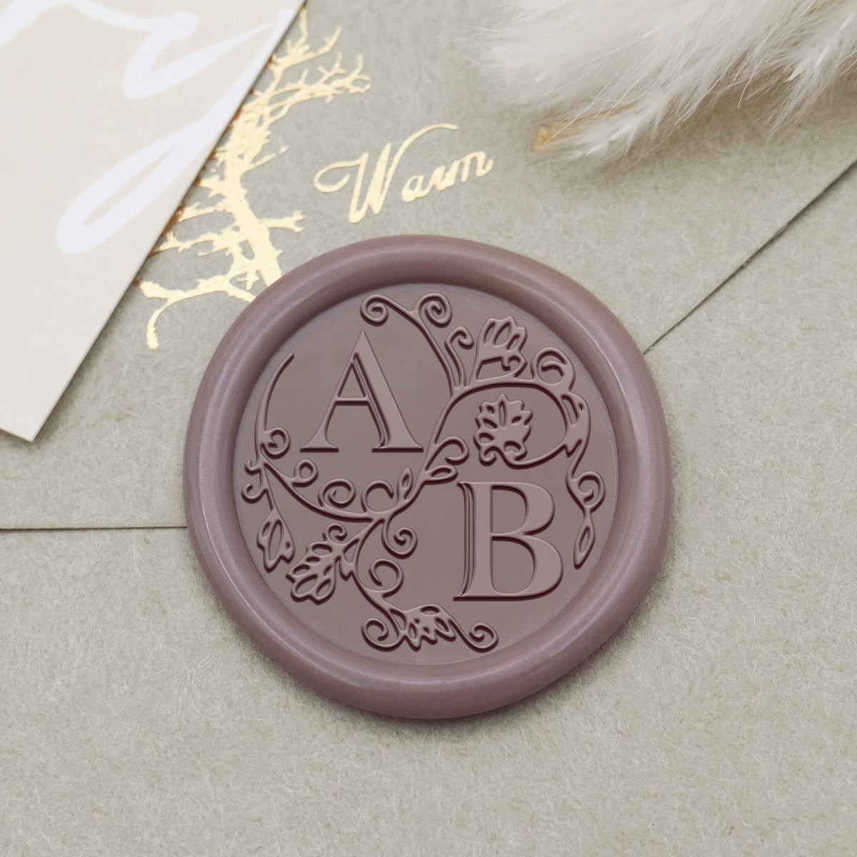 Carimbo de Sinete de Lacre com Monograma Personalizado Lily para Casamento-31 1