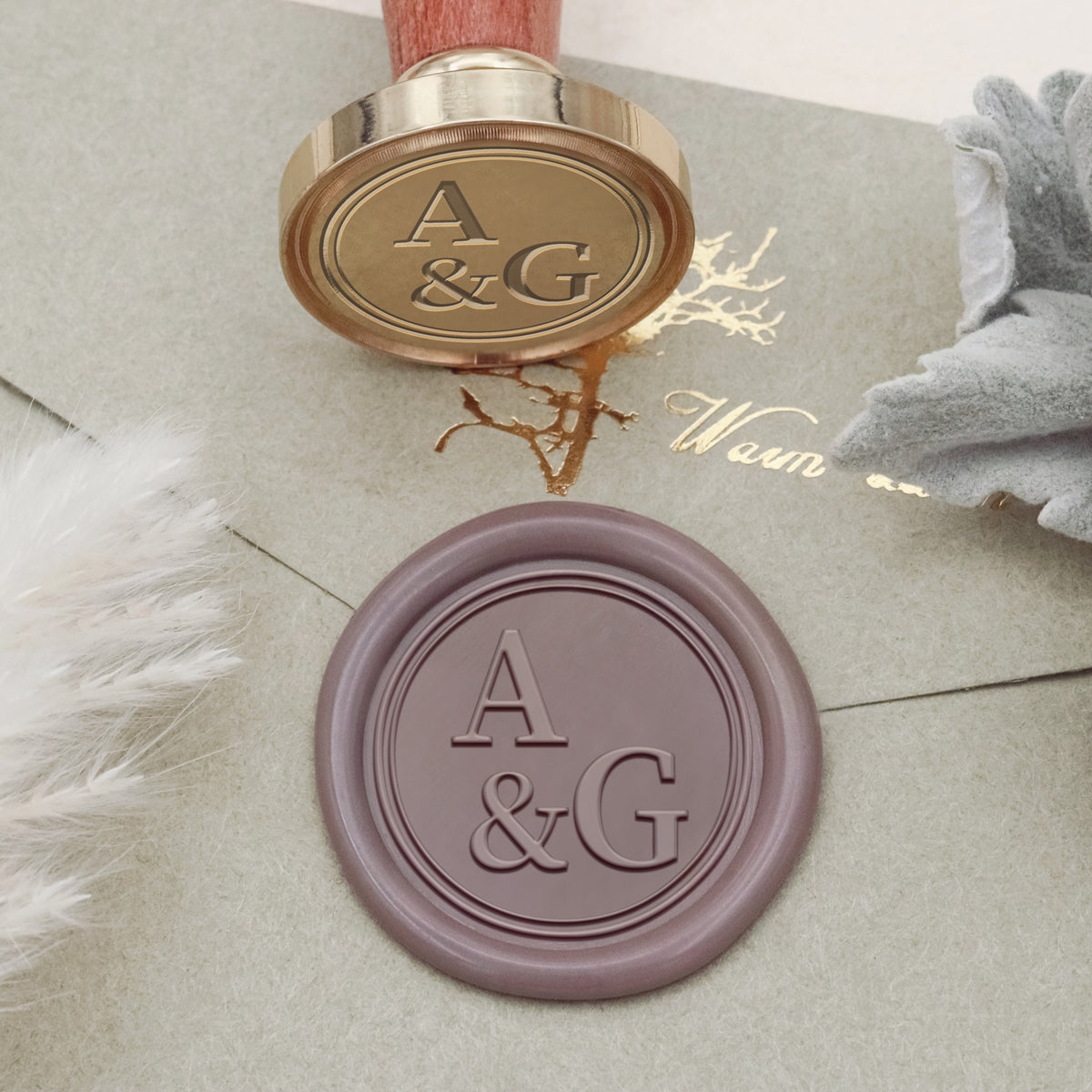 Carimbo de Lacre com Monograma de Casamento Lily Personalizado-34 2