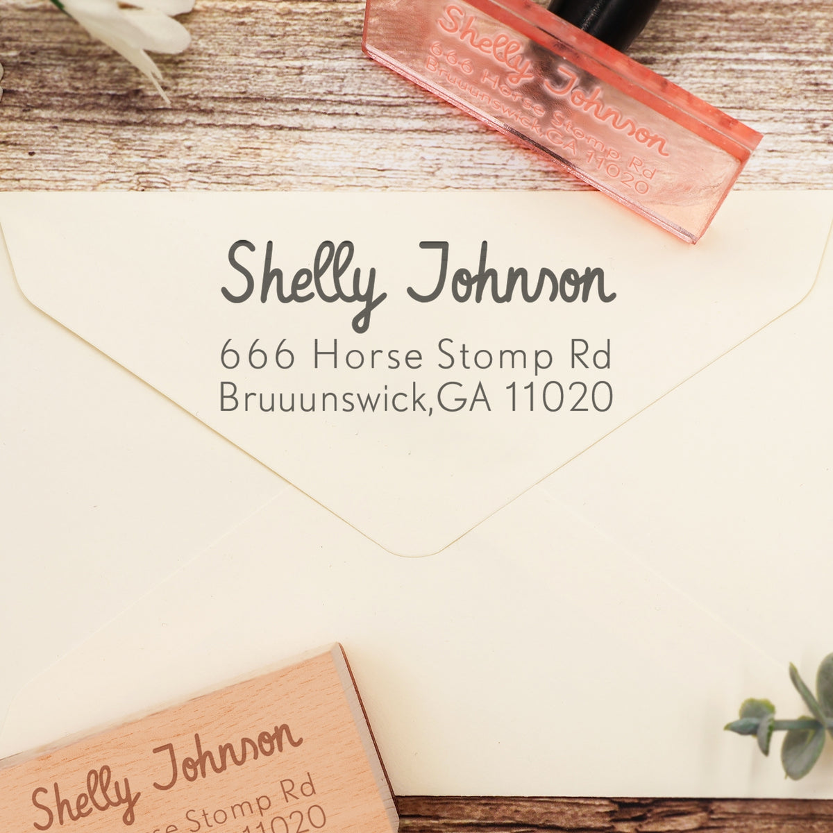 Custom Rectangular Handwriting Font Address Return Rubber Stamp - Style 17 4
