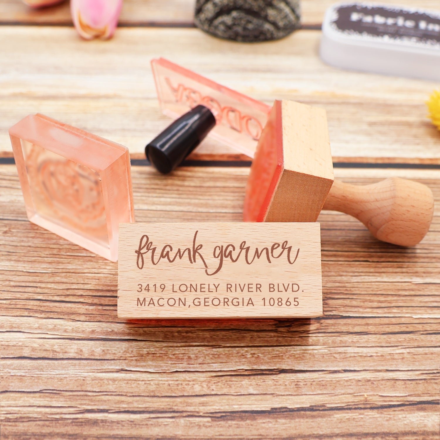 Custom Rectangular Handwriting Font Address Return Rubber Stamp - Style 25 5