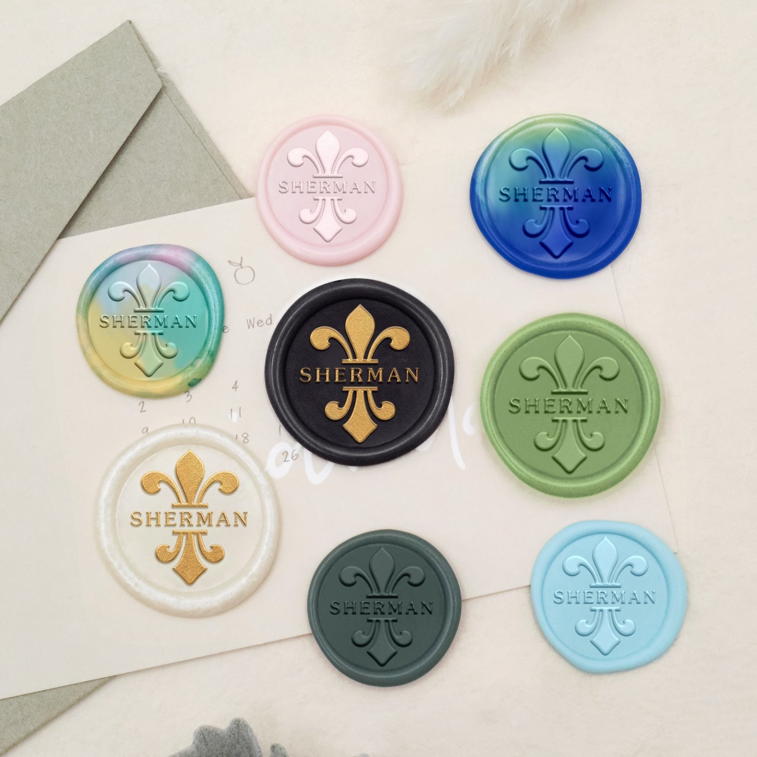 Carimbo de Sinete de Lacre Personalizado com Nome Lotus Lamp 3