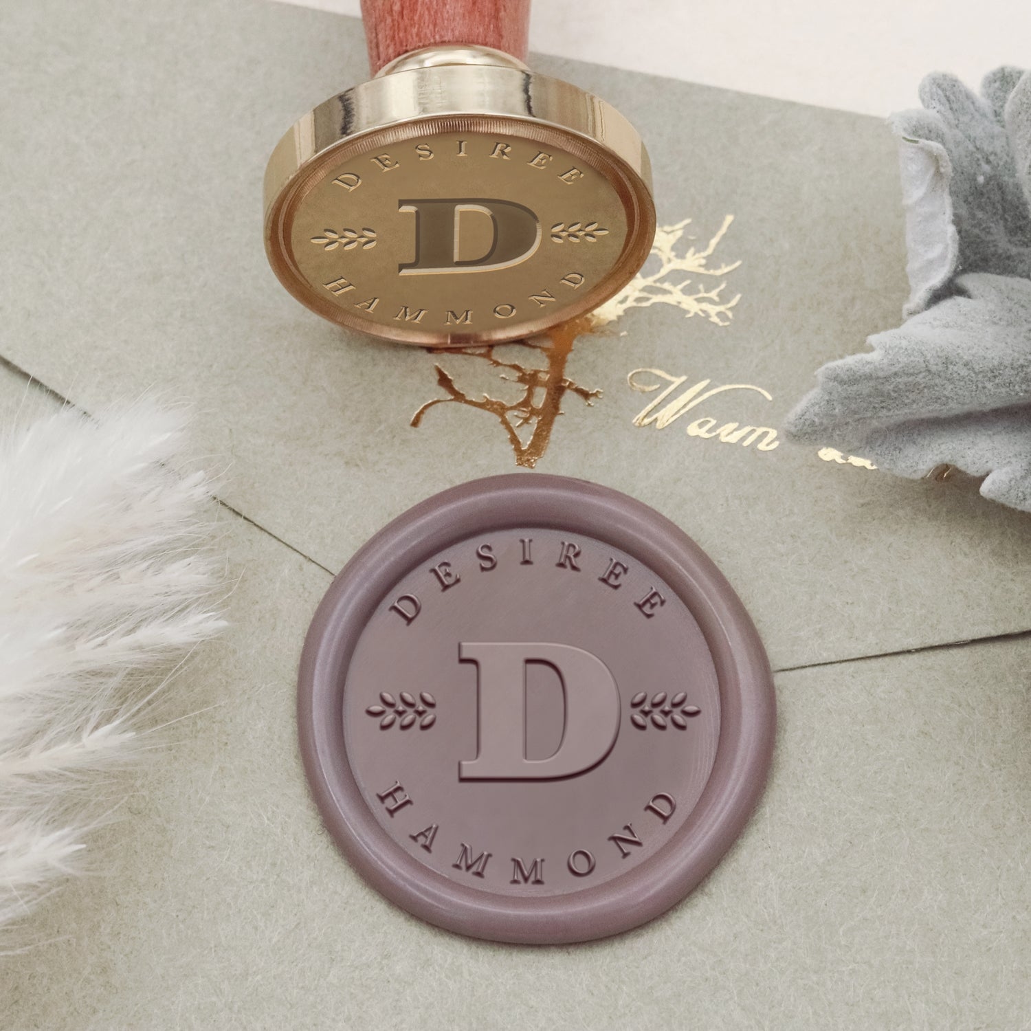 Custom Cute Leaves Name Wax Seal Stamp 2