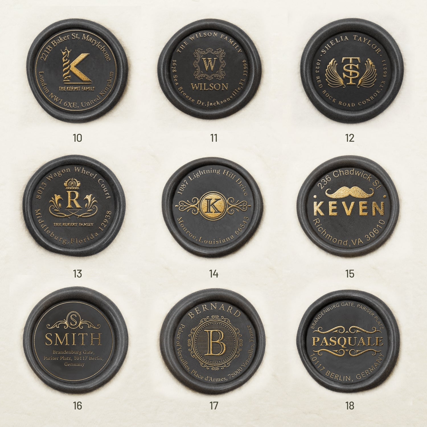 Carimbo de Lacre Personalizado com Morada (27 desenhos) Custom-Address-Wax-Seal-Stamp2