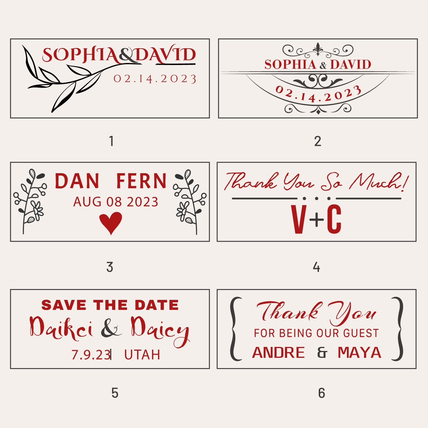 Carimbo de Sinete de Lacre de Casamento Rectangular Personalizado (18 Designs)-sku1
