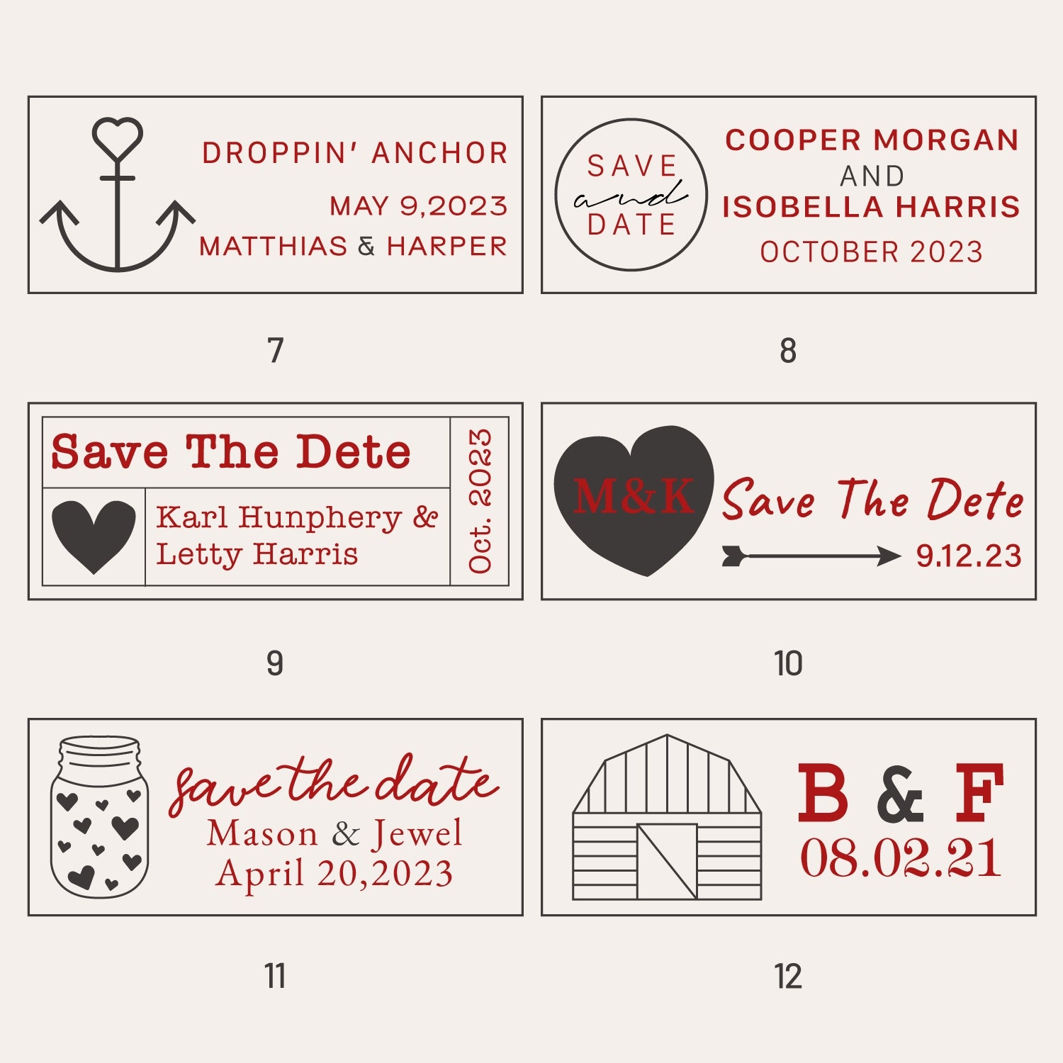 Carimbo de Sinete de Lacre para Casamento Retangular Personalizado (18 Designs)-sku2