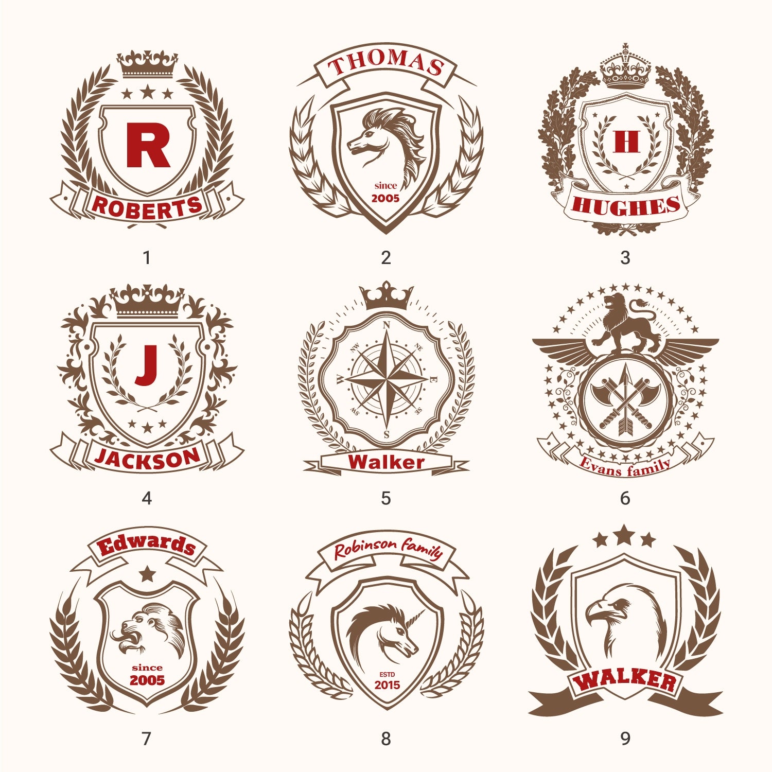 Carimbo de Borracha de Brasão de Família Personalizado (18 Designs) 1