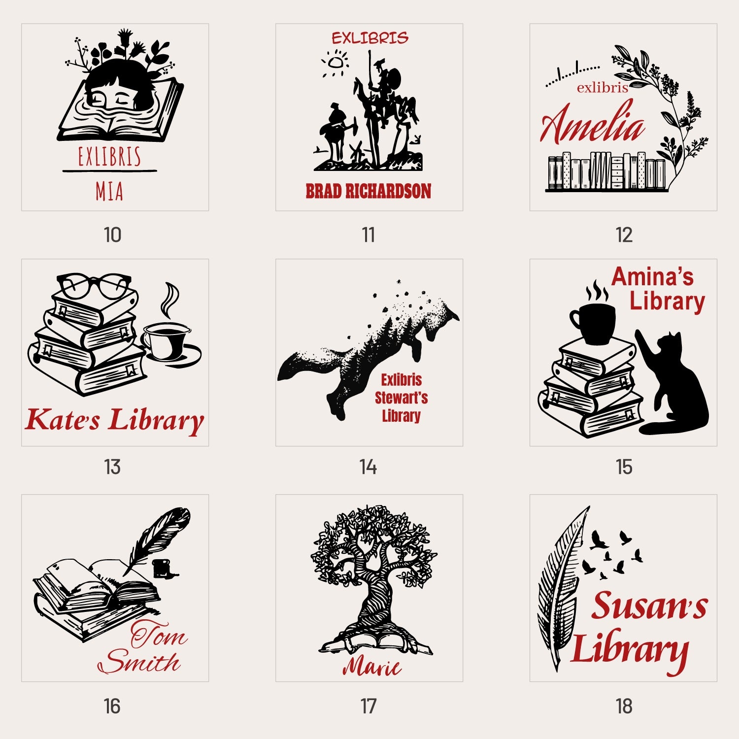 Carimbo de Borracha Personalizado para Biblioteca (20 Designs) LB-sku2