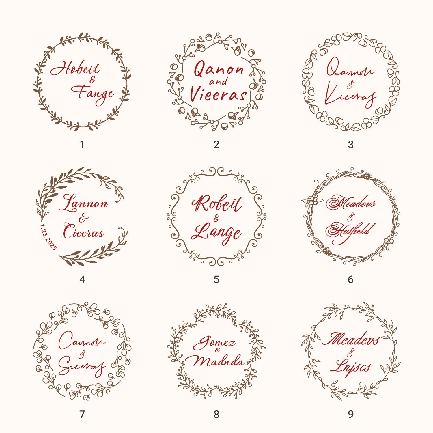 Carimbo de Borracha de Casamento com Nome Personalizado (18 Designs) Custom-Name-Wedding1