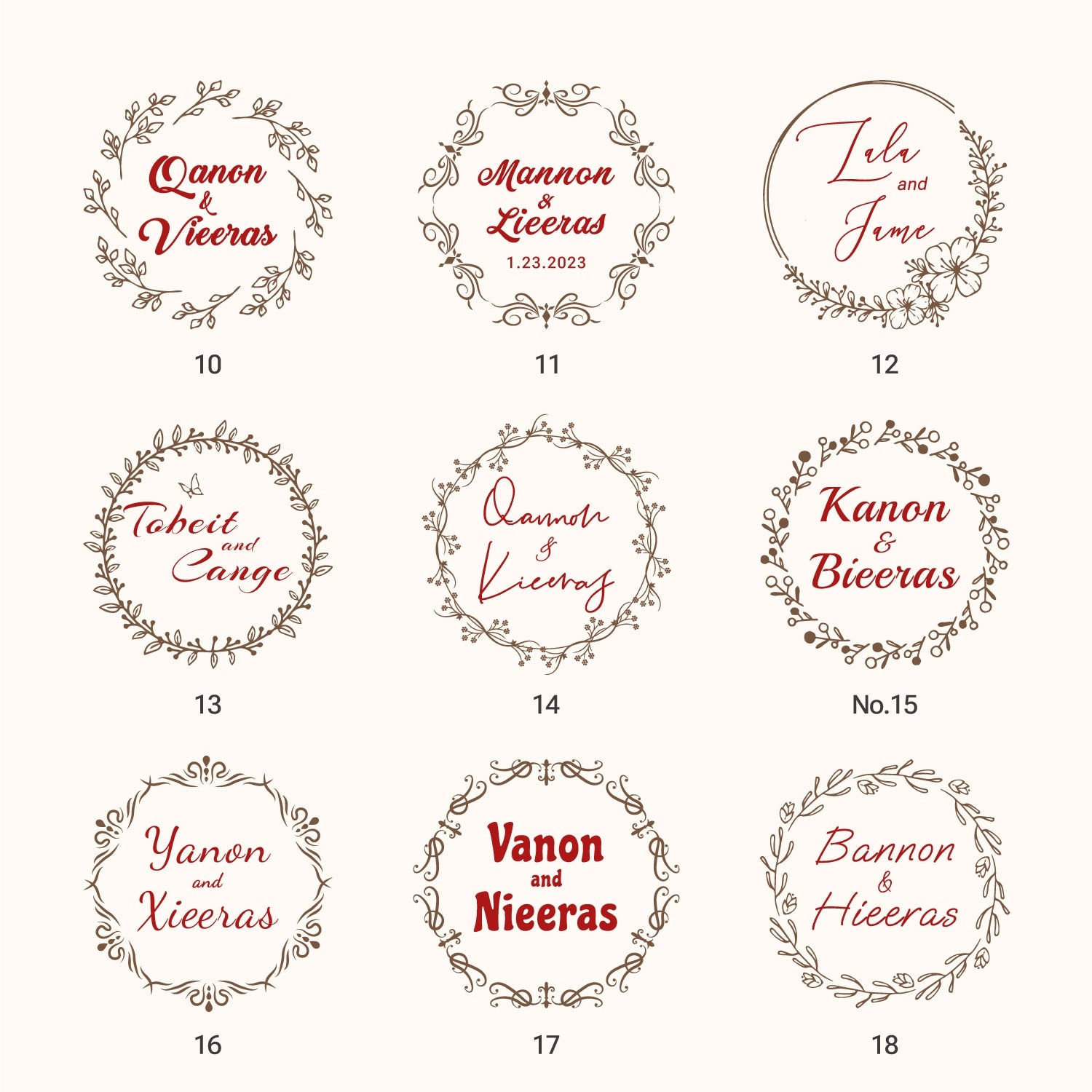 Carimbo de Borracha de Casamento com Nome Personalizado (18 Designs) Custom-Name-Wedding2