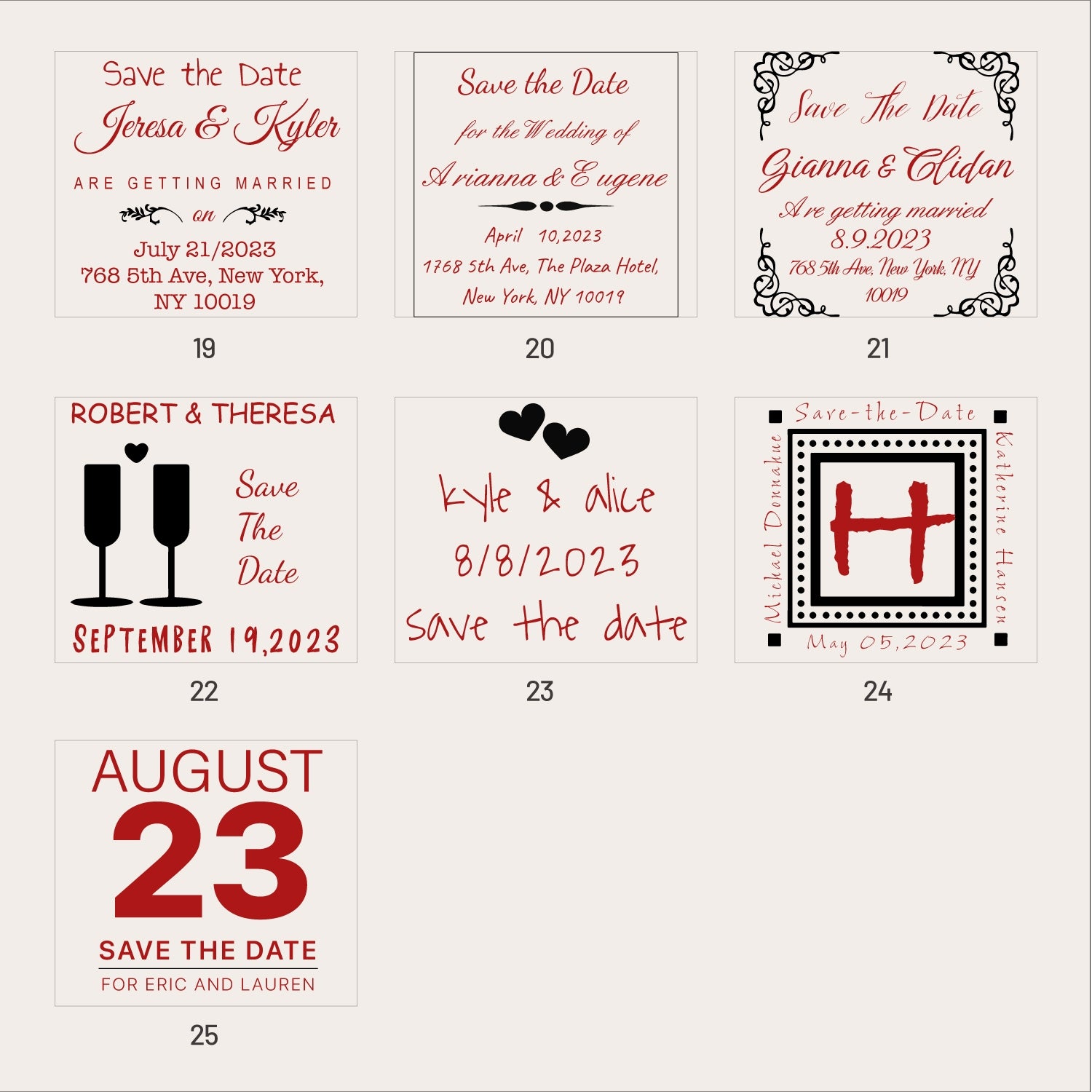 Carimbo de Borracha Personalizado para Casamento Save the Date (25 Designs) SKU3