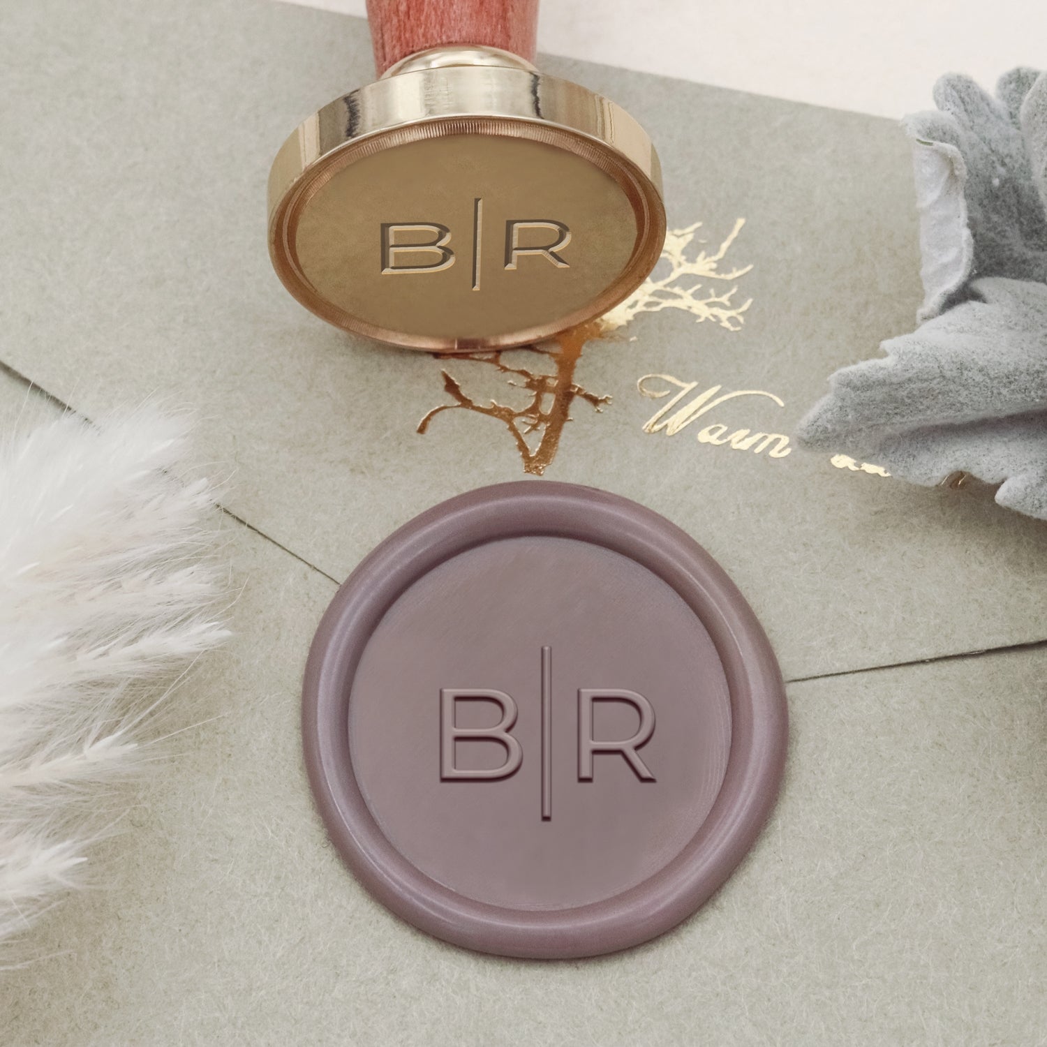 Carimbo de Sinete de Lacre Personalizado Minimalista para Casamento (9 Desenhos)1