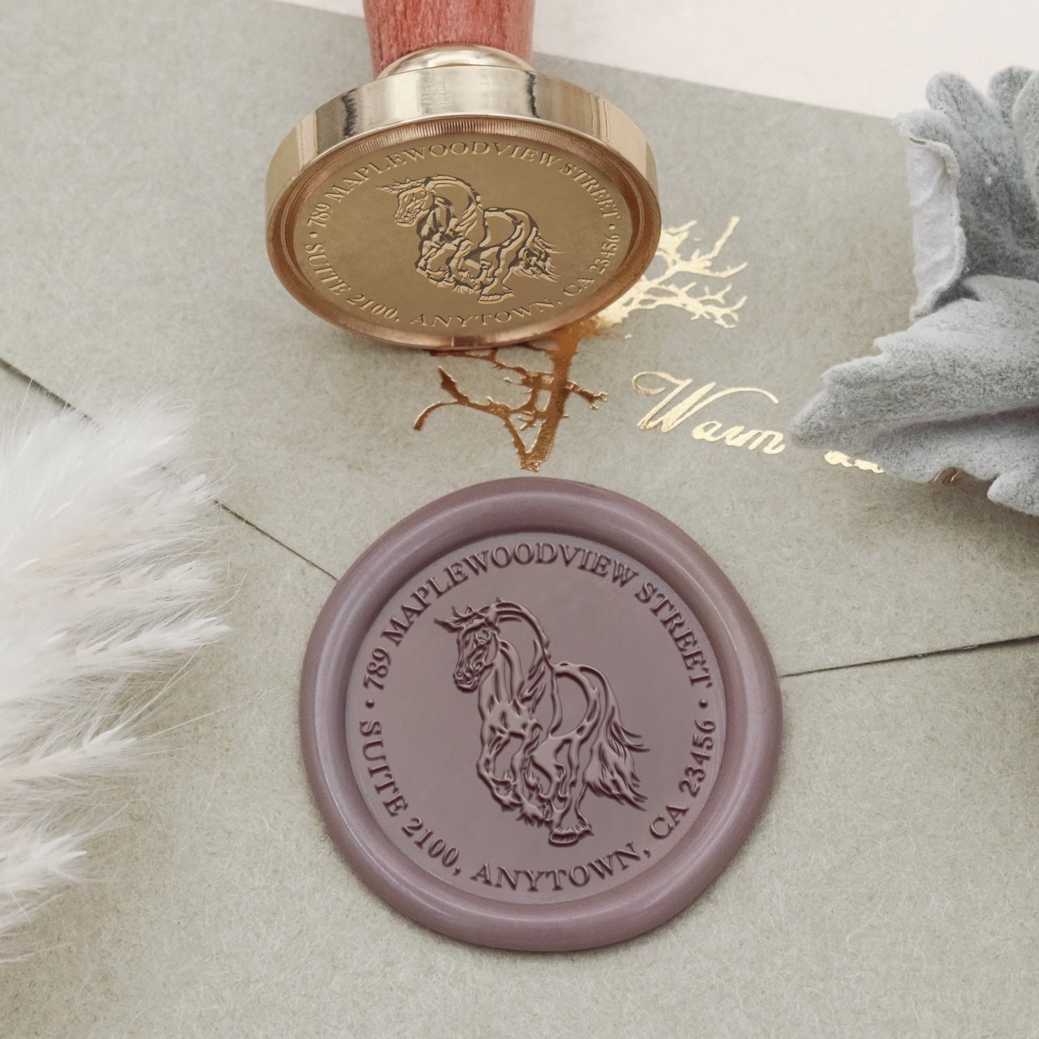 Carimbo de Sinete de Lacre de Morada de Cavalo Personalizado 2