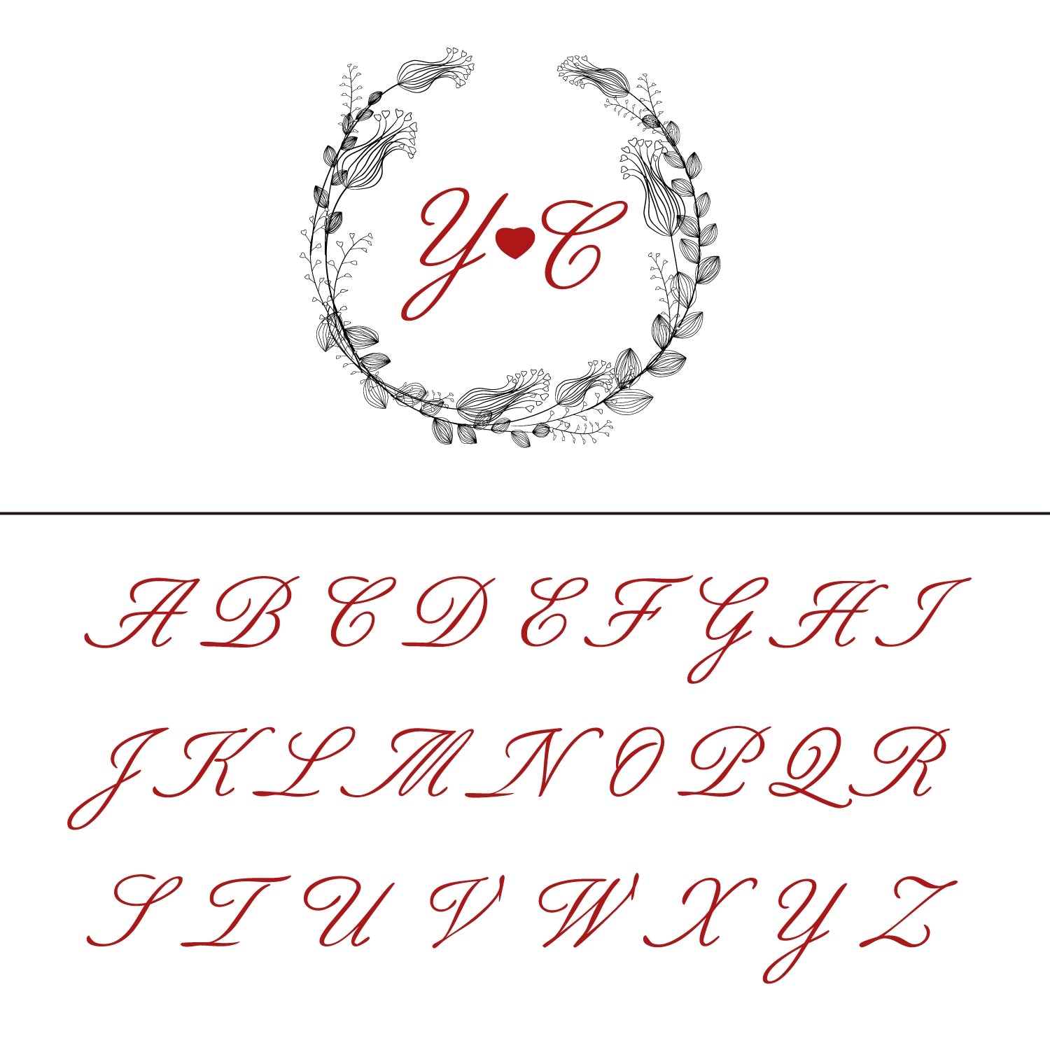 Carimbo de Borracha de Monograma de Casamento Botânico Personalizado - Estilo 17 17