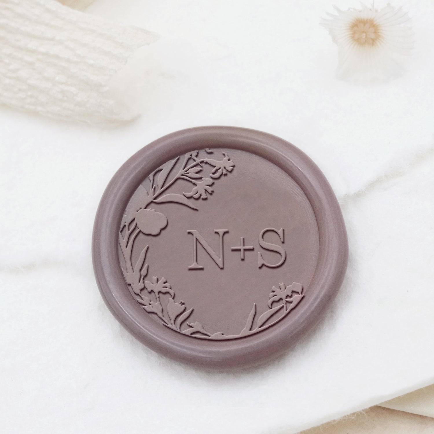 Carimbo de Sinete de Lacre Botânico Sem Bordas Personalizado para Casamento com Monograma (27 Desenhos)1