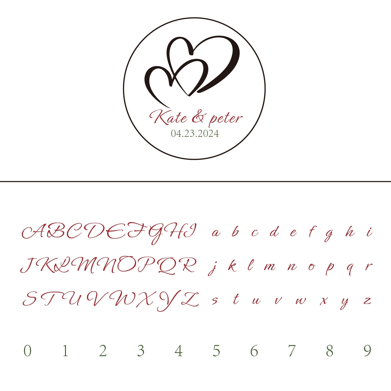 Carimbo de Sinete de Lacre de Casamento com Corações Sobrepostos Personalizado 20