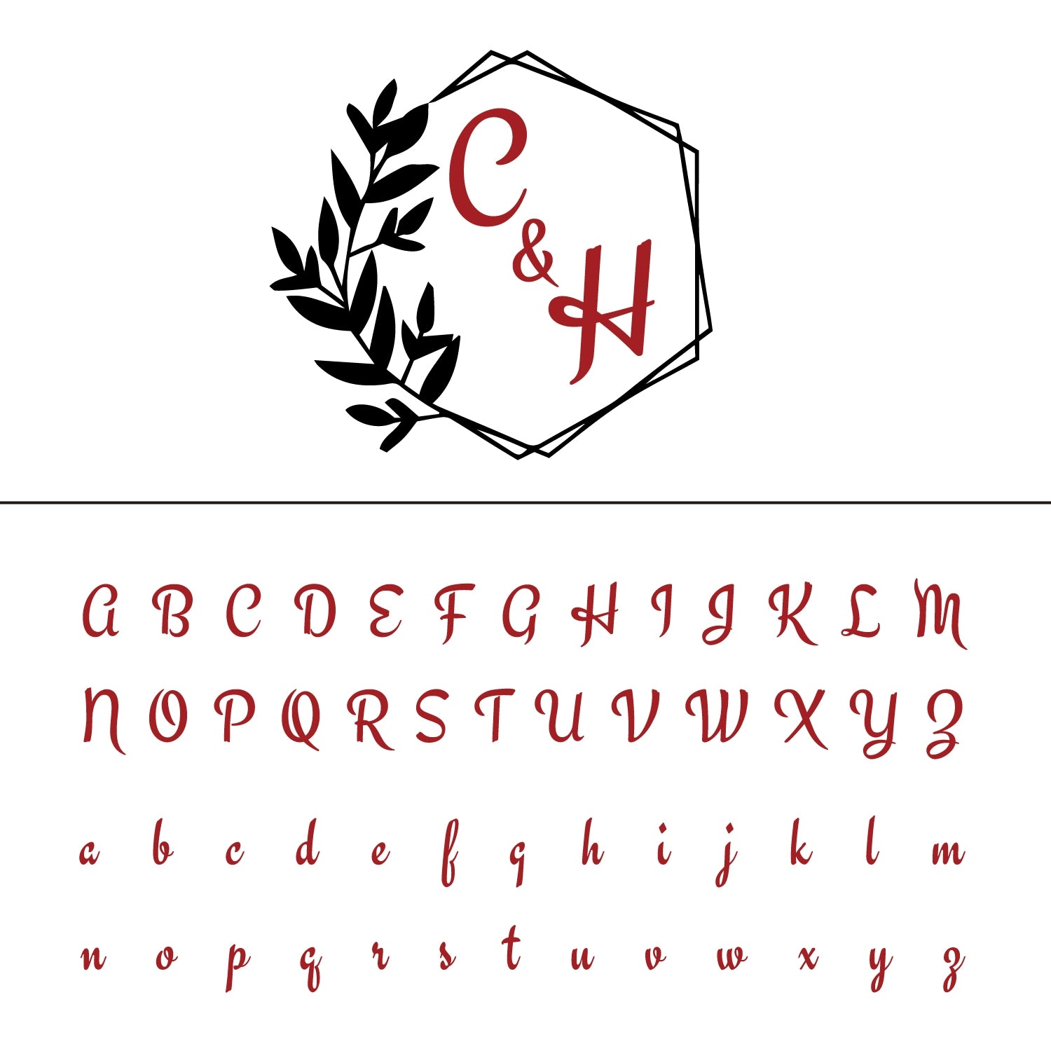 Carimbo de Sinete de Lacre Personalizado com Monograma de Casamento Louros Moldura Hexagonal 15