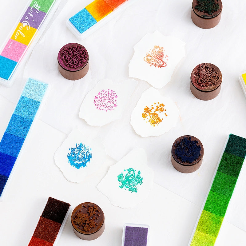 Conjunto de Almofadas de Carimbo Longas com Tinta de Cores Candy Degradê b