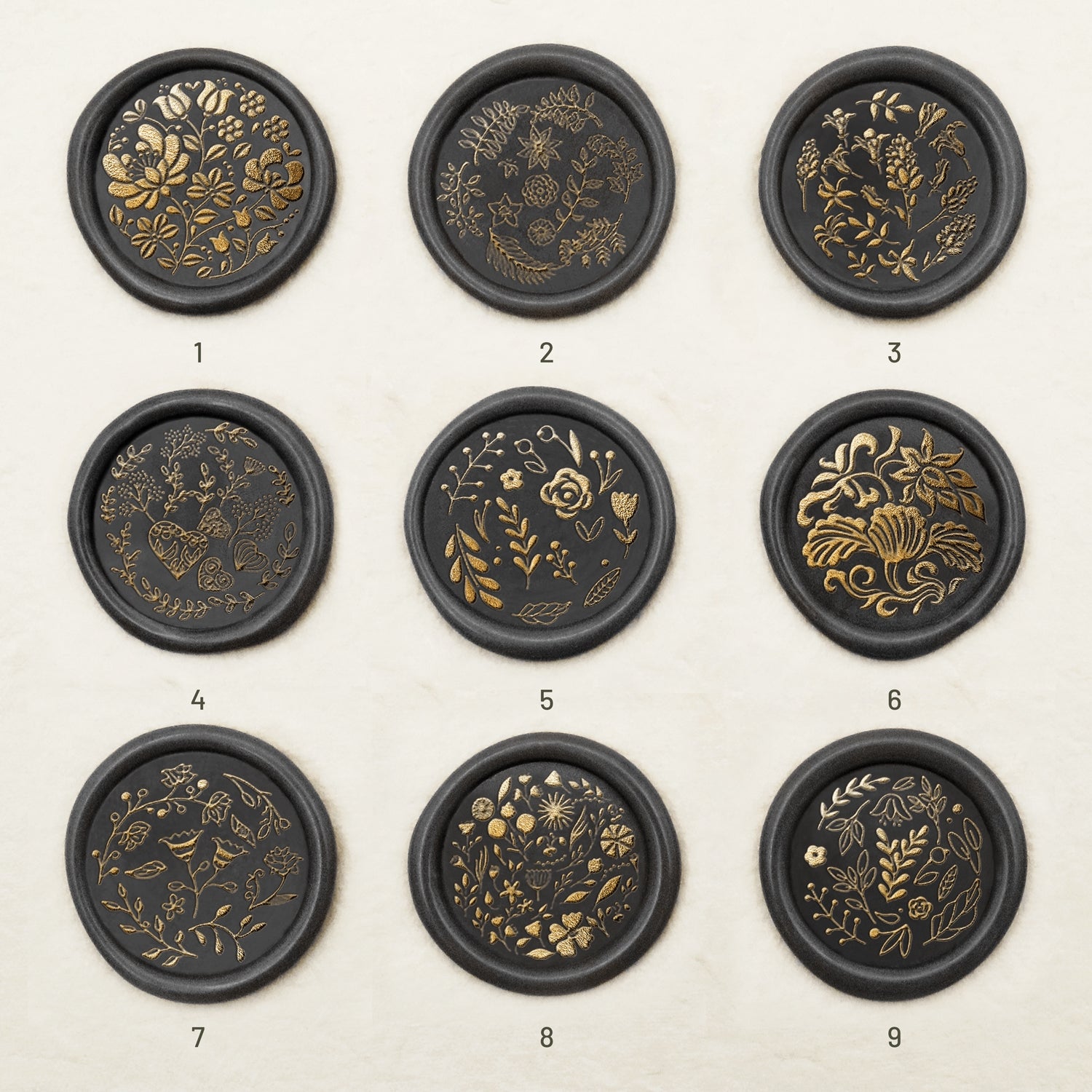 Carimbo de Sinete de Lacre com Padrão de Azulejo Floral (9 Designs)sku1-9