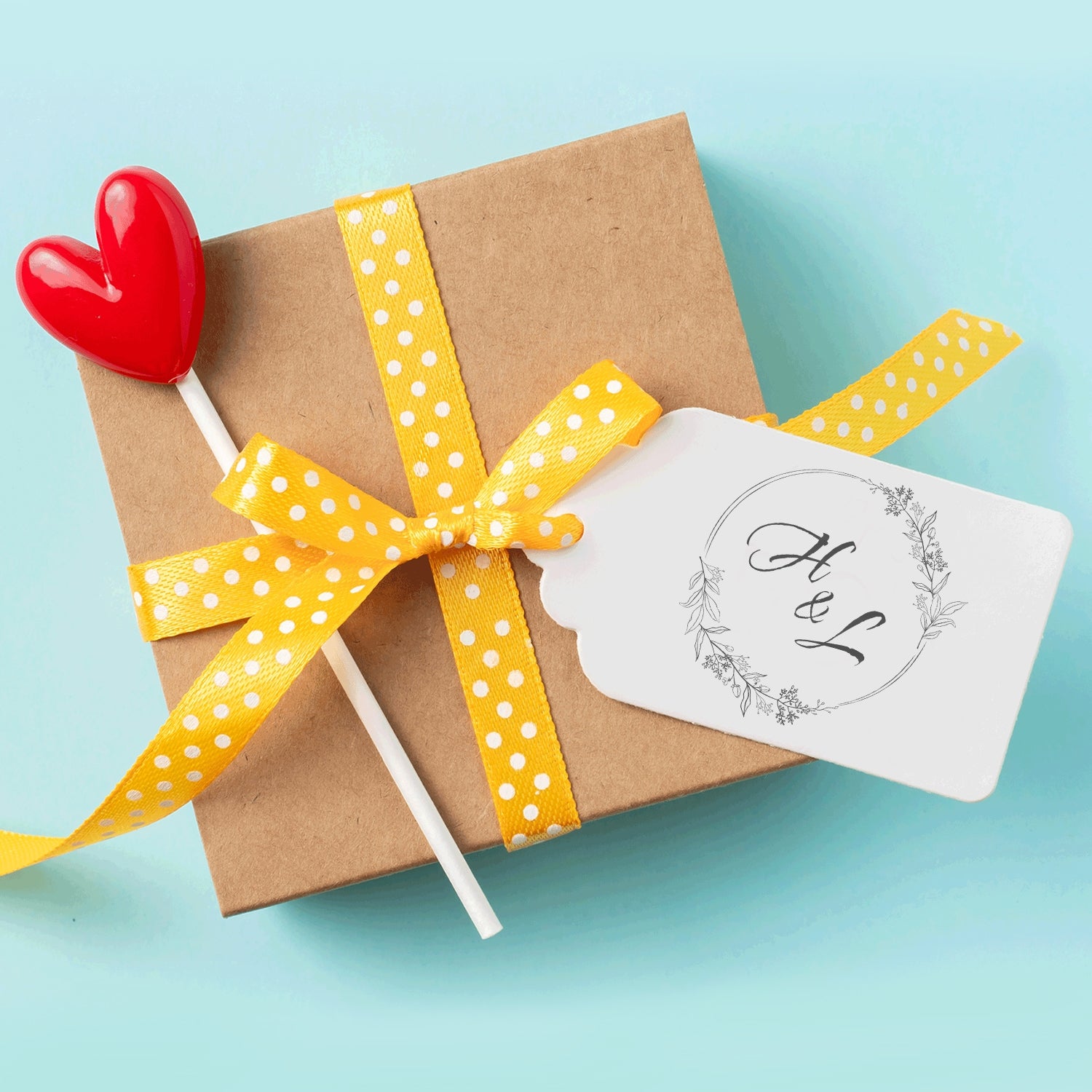 Carimbo de Borracha de Monograma de Casamento Botânico Personalizado - Estilo 4 wd1