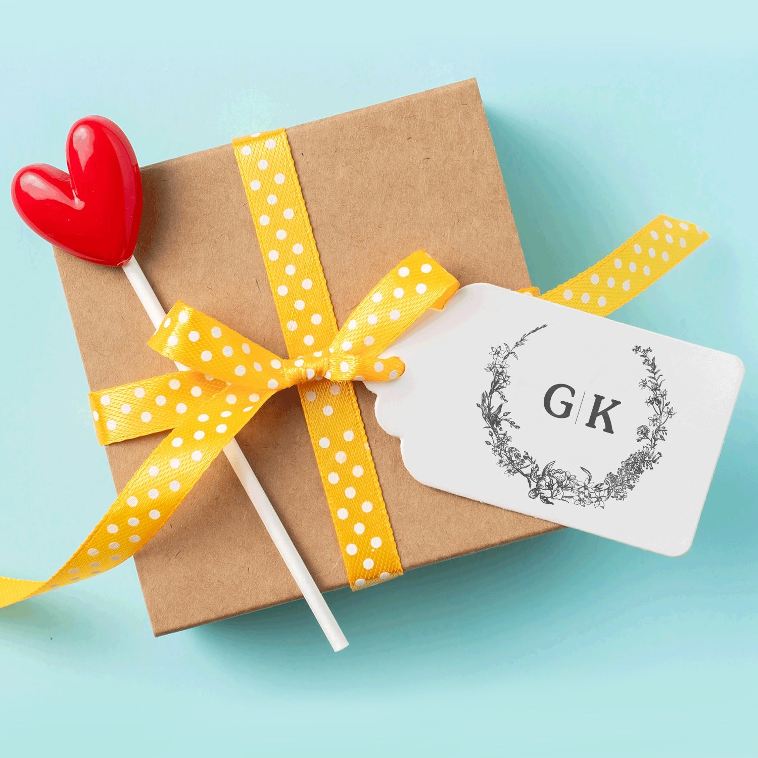 Carimbo de Borracha de Monograma de Casamento Botânico Personalizado - Estilo 6 wd1