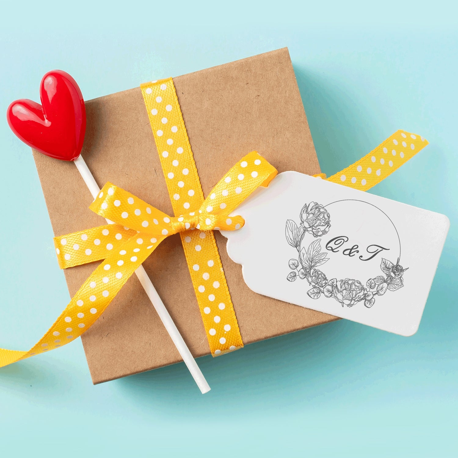 Carimbo de Borracha com Monograma Botânico Personalizado para Casamento - Estilo 16 wd1