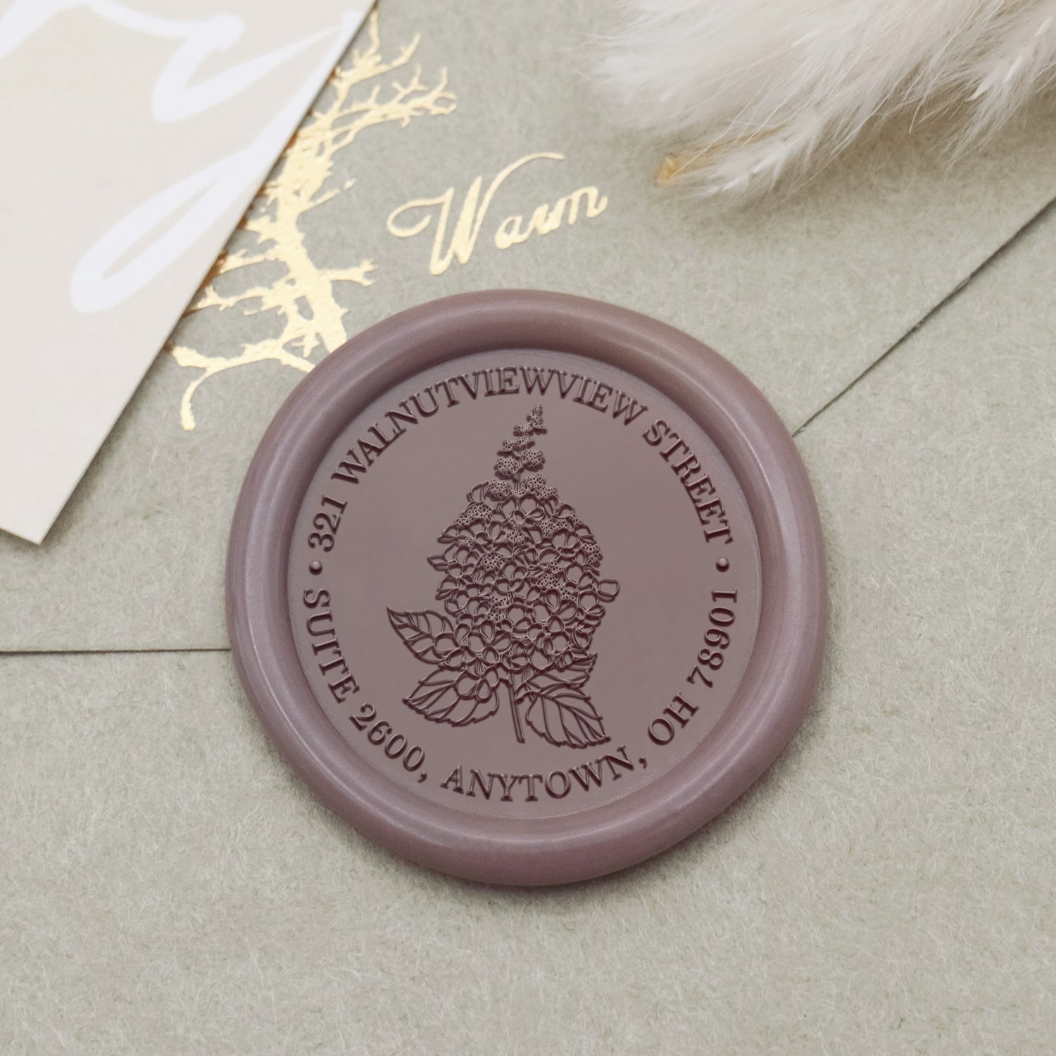 Carimbo de Sinete de Lacre de Morada de Peónia Personalizado-13 1