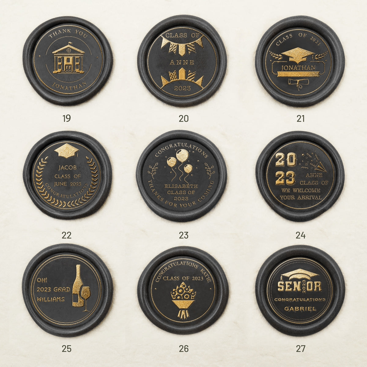 Carimbo de Sinete de Lacre de Graduação Personalizado (27 Designs)-sku3