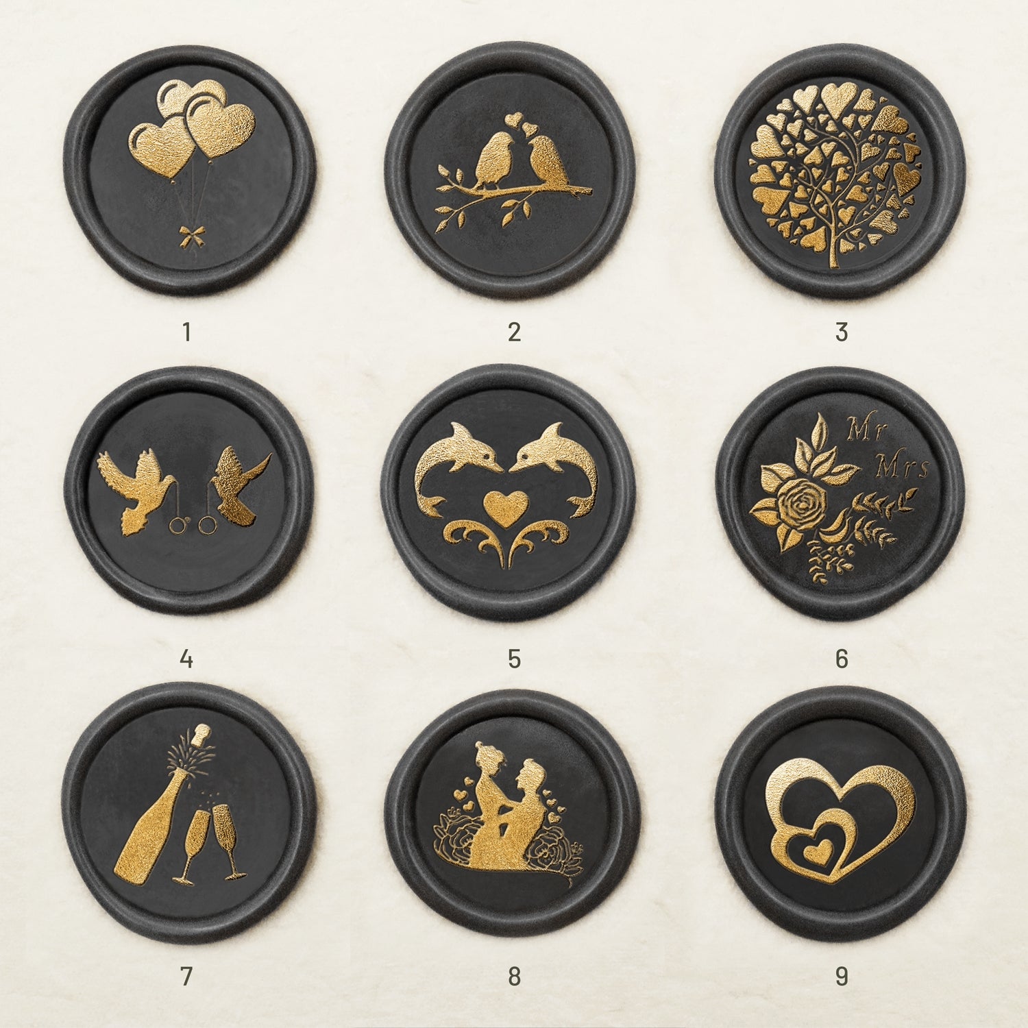 Carimbo de Sinete de Lacre para Celebração de Casamento (27 Designs)-sku1
